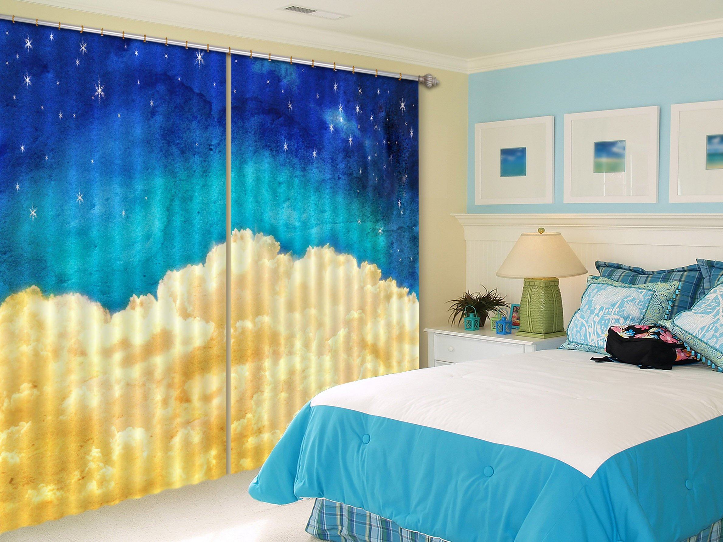 3D Stars Sky Clouds 484 Beach Curtains Drapes Wallpaper AJ Wallpaper
