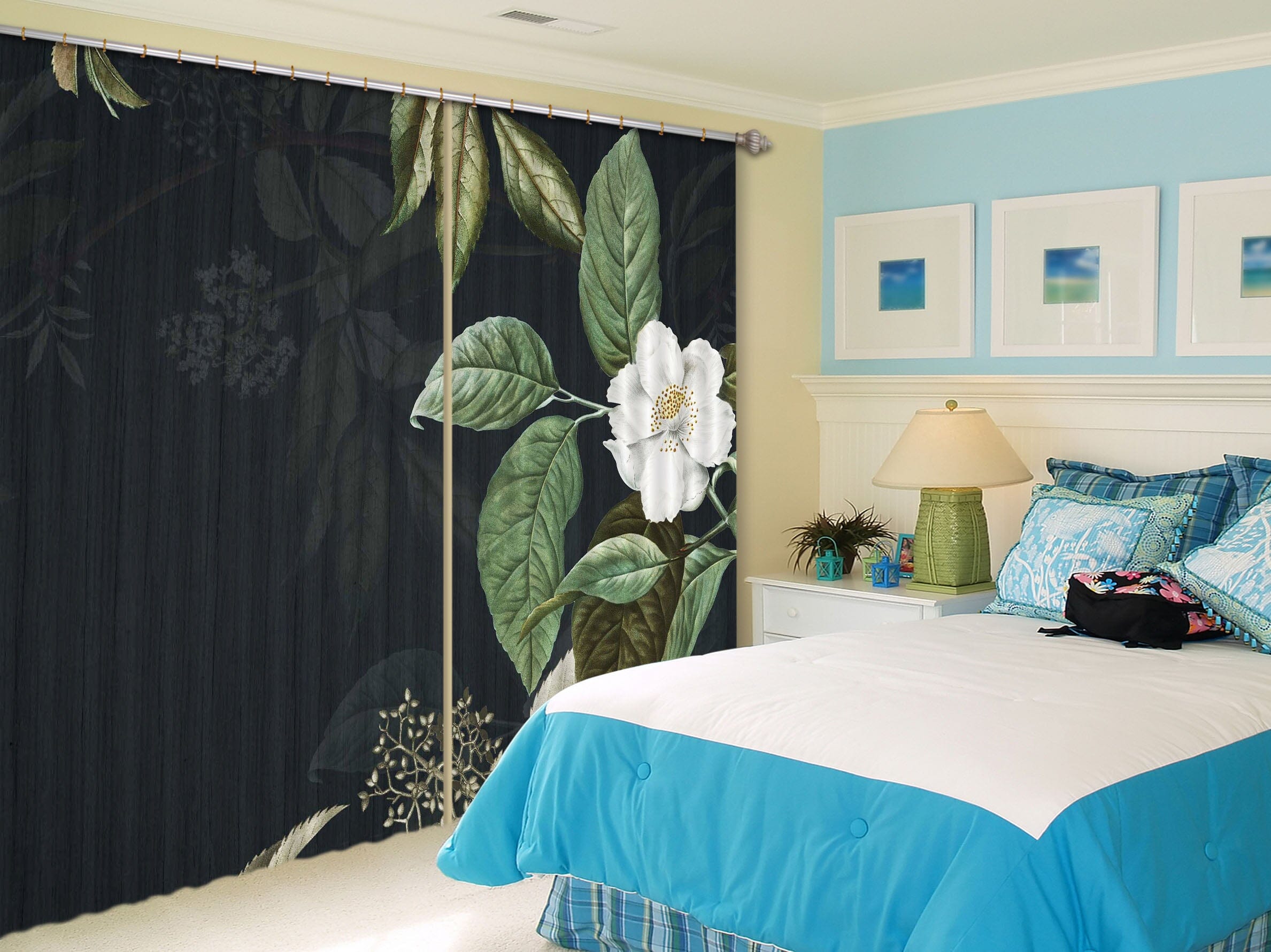 3D White Petals 734 Curtains Drapes Wallpaper AJ Wallpaper