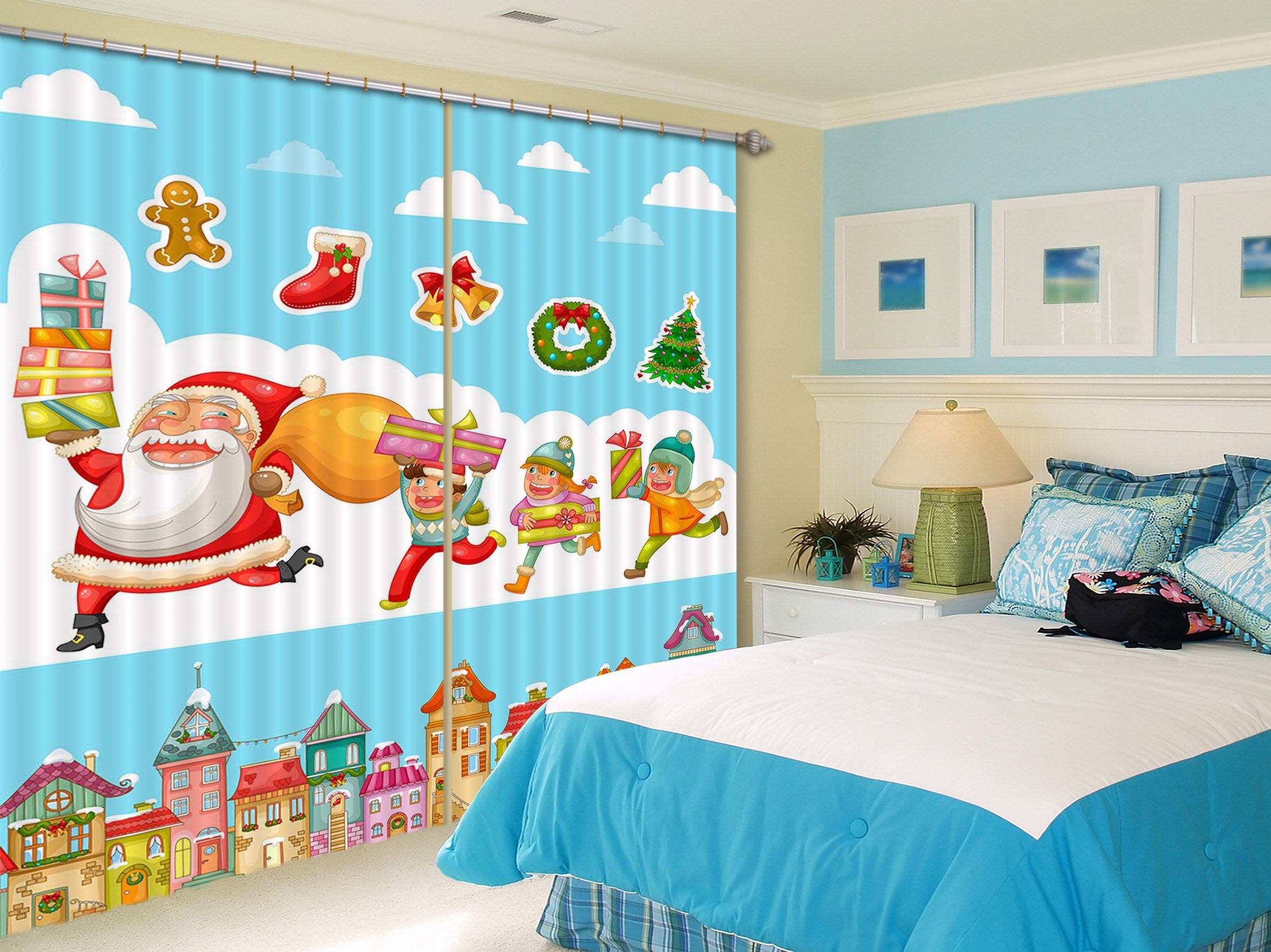 3D Christmas Sharing Gift 58 Curtains Drapes Curtains AJ Creativity Home