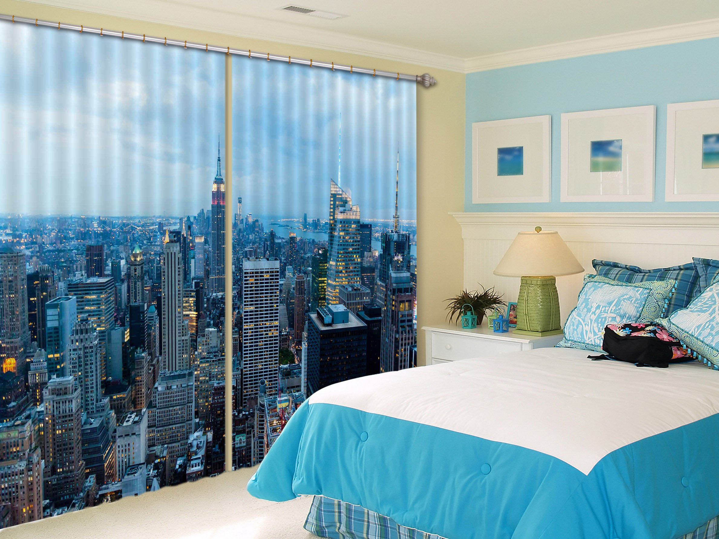 3D Dusk New York 226 Curtains Drapes Wallpaper AJ Wallpaper