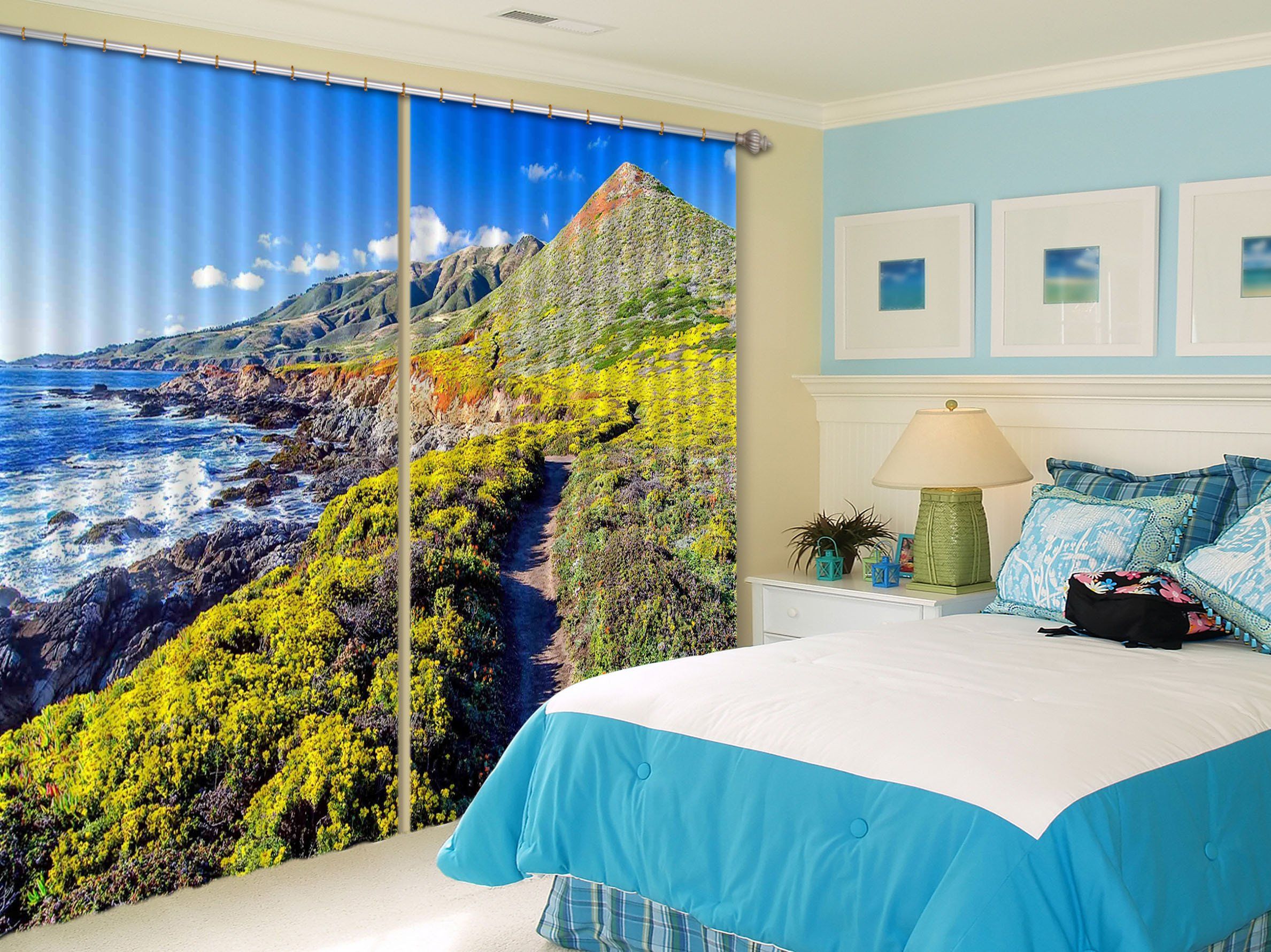 3D Sea Coast Flowers 229 Curtains Drapes Wallpaper AJ Wallpaper