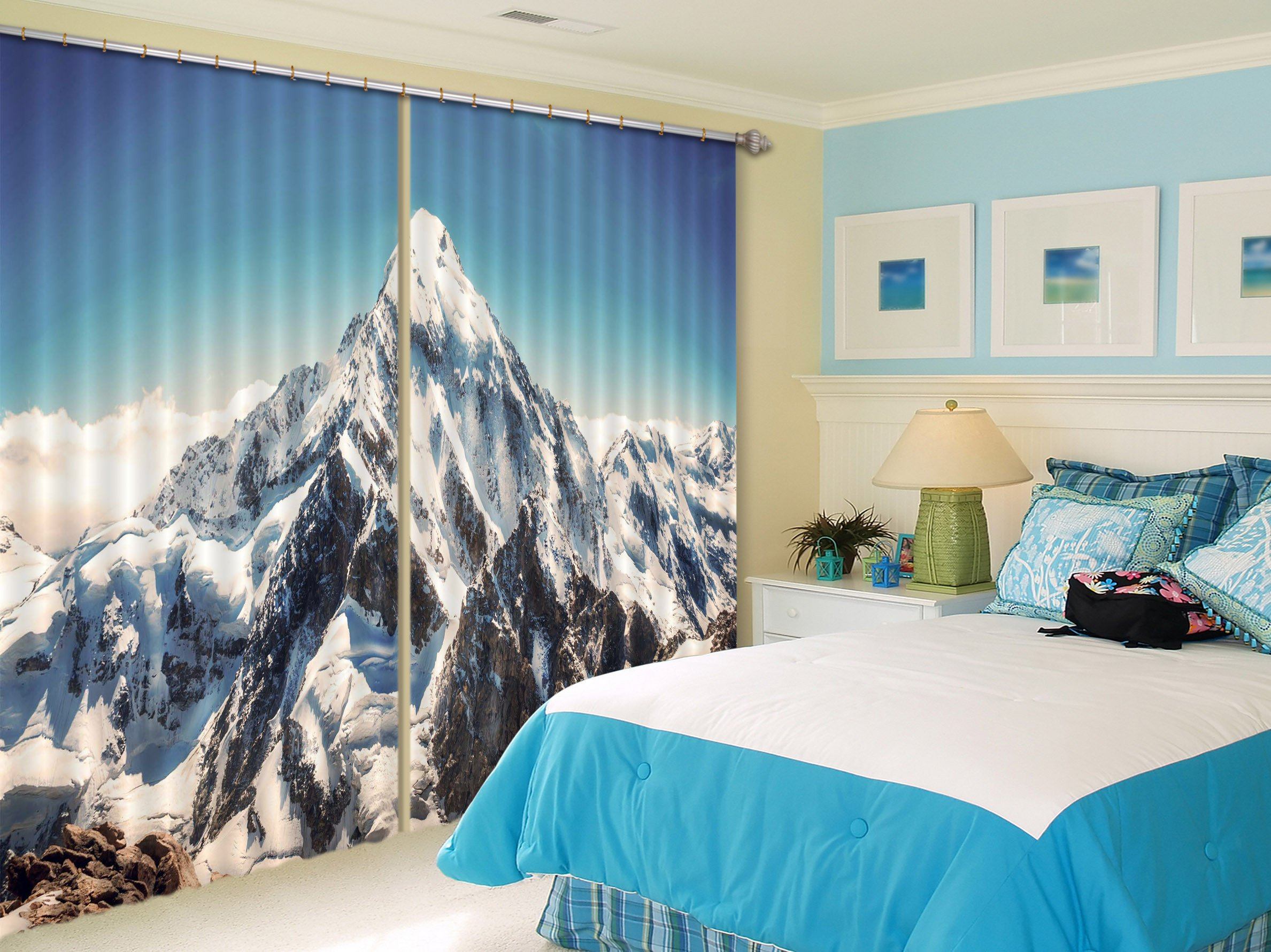 3D Snow Mountains Peaks 375 Curtains Drapes Wallpaper AJ Wallpaper