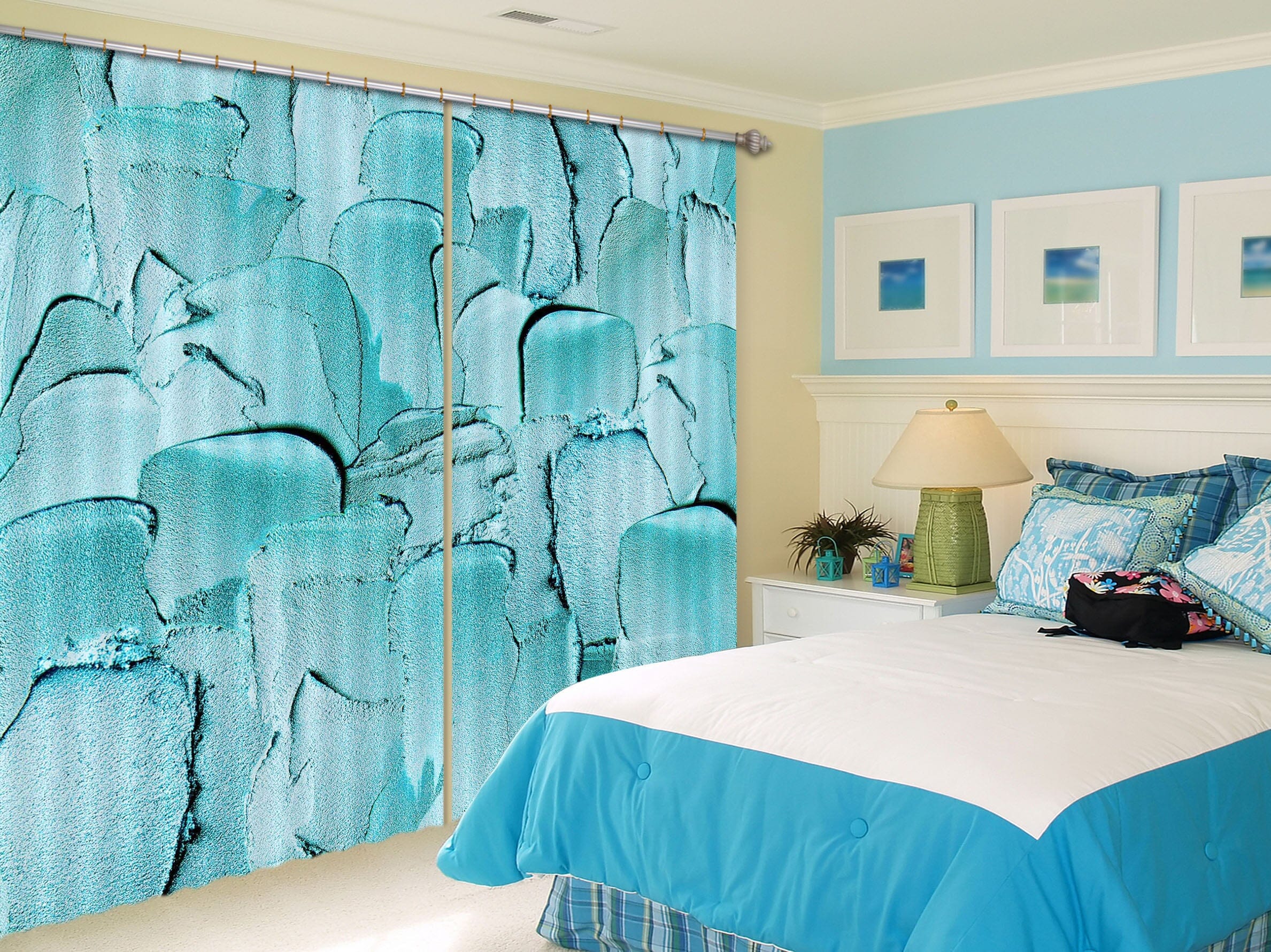 3D Blue Pigment 184 Uta Naumann Curtain Curtains Drapes Curtains AJ Creativity Home