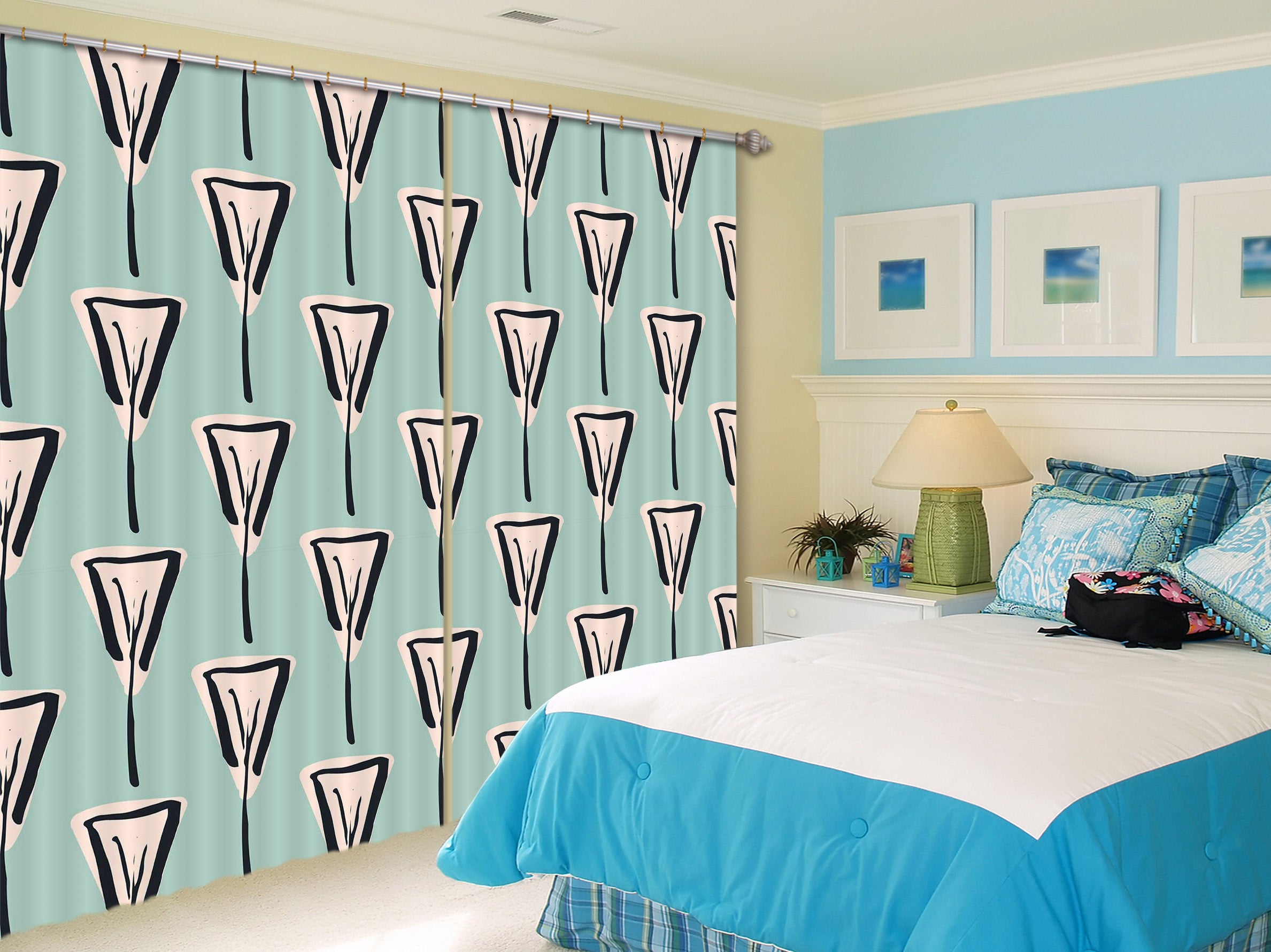 3D Flower Triangle Pattern 11132 Kashmira Jayaprakash Curtain Curtains Drapes