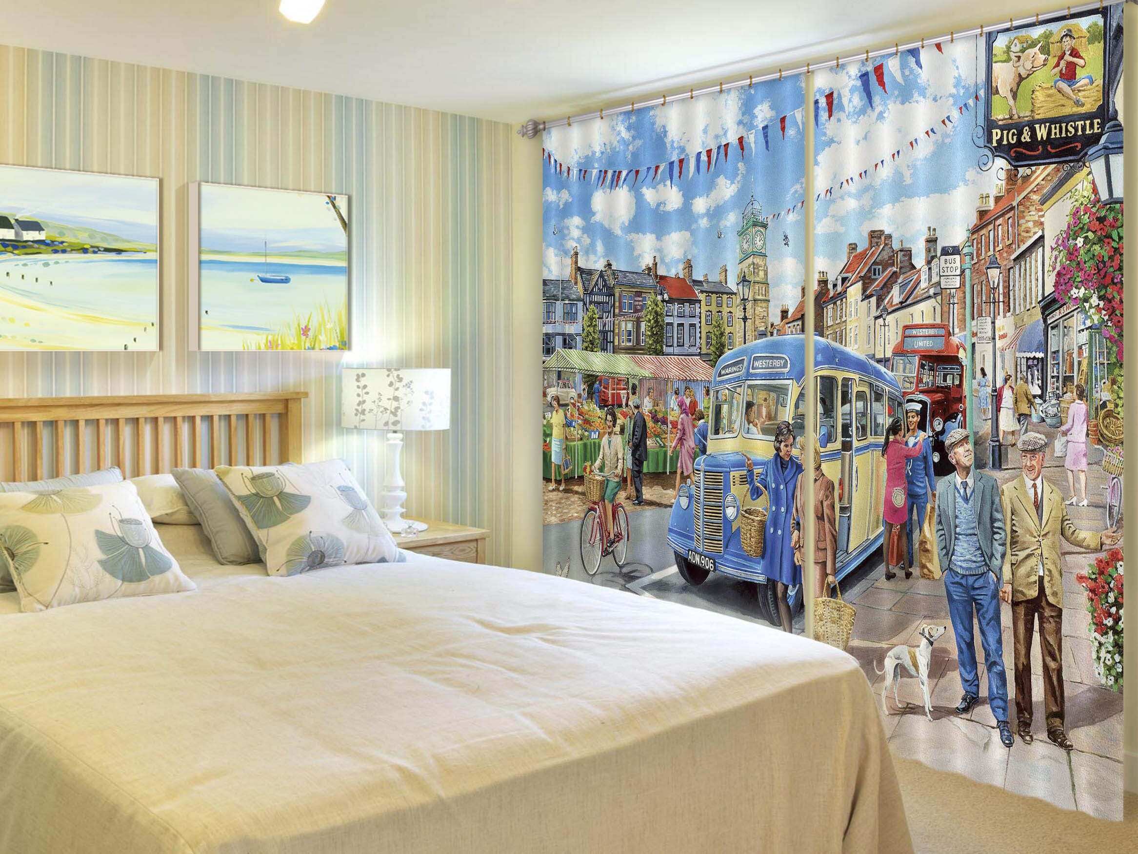 3D Country Bus Terminus 056 Trevor Mitchell Curtain Curtains Drapes Curtains AJ Creativity Home