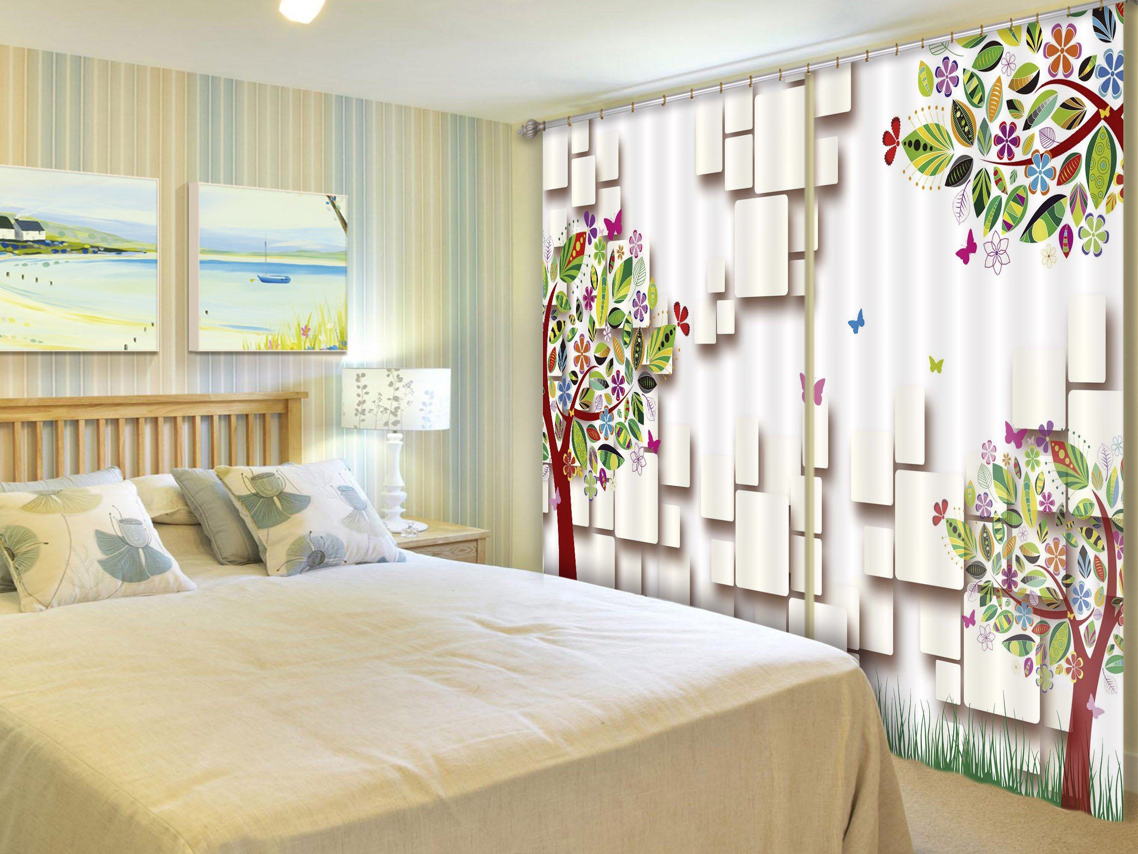 3D Flowers Tree Pattern 446 Curtains Drapes Wallpaper AJ Wallpaper
