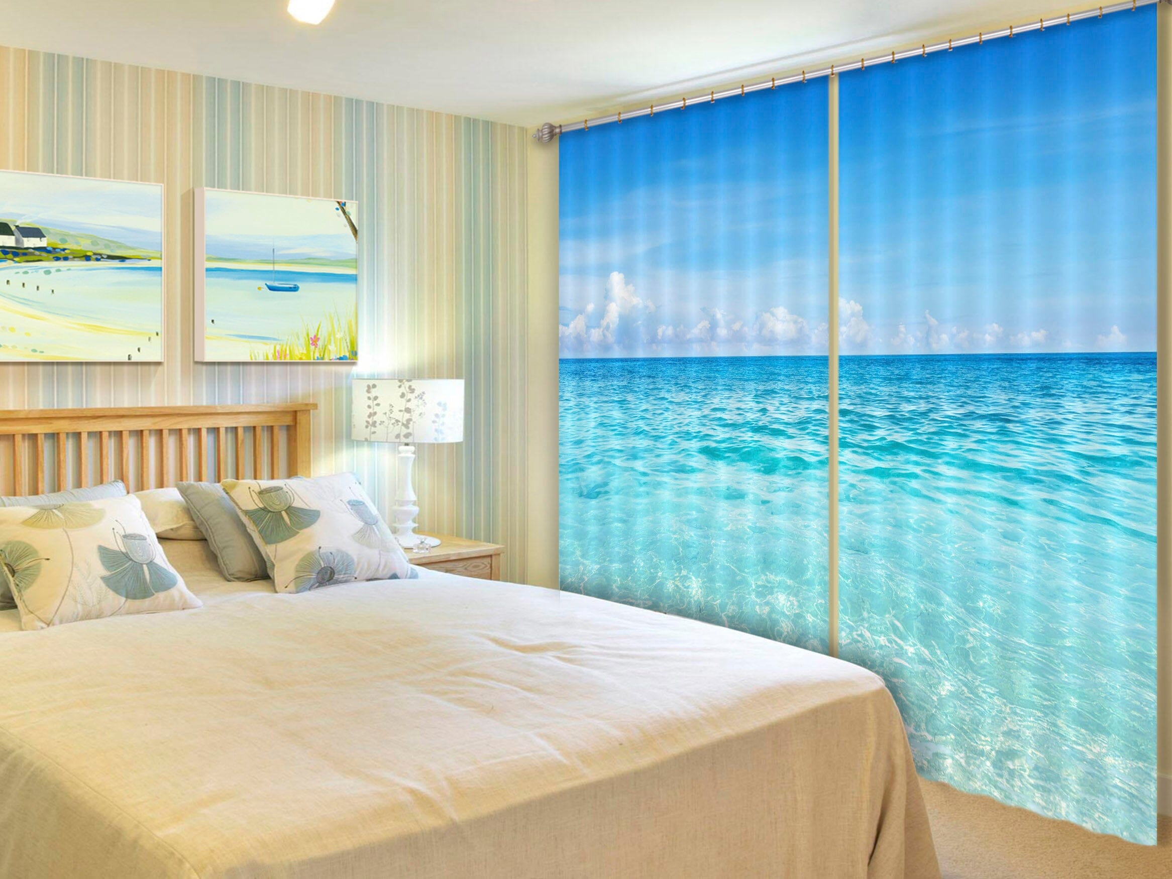 3D Blue Sea 104 Curtains Drapes Wallpaper AJ Wallpaper