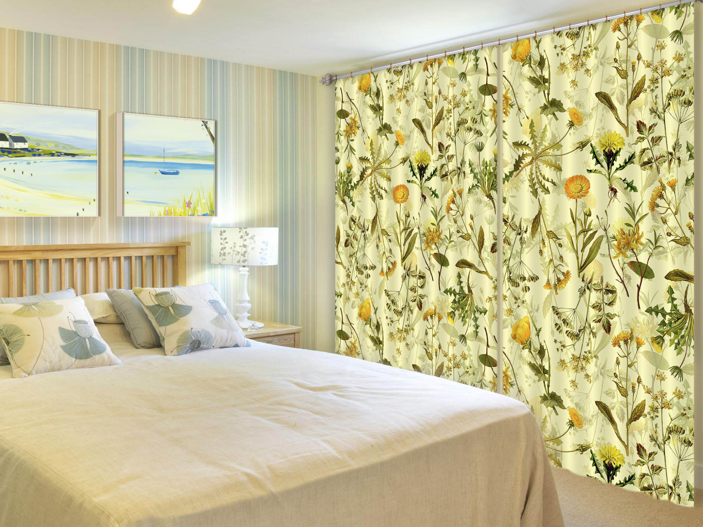 3D Chrysanthemum Leaves 254 Uta Naumann Curtain Curtains Drapes