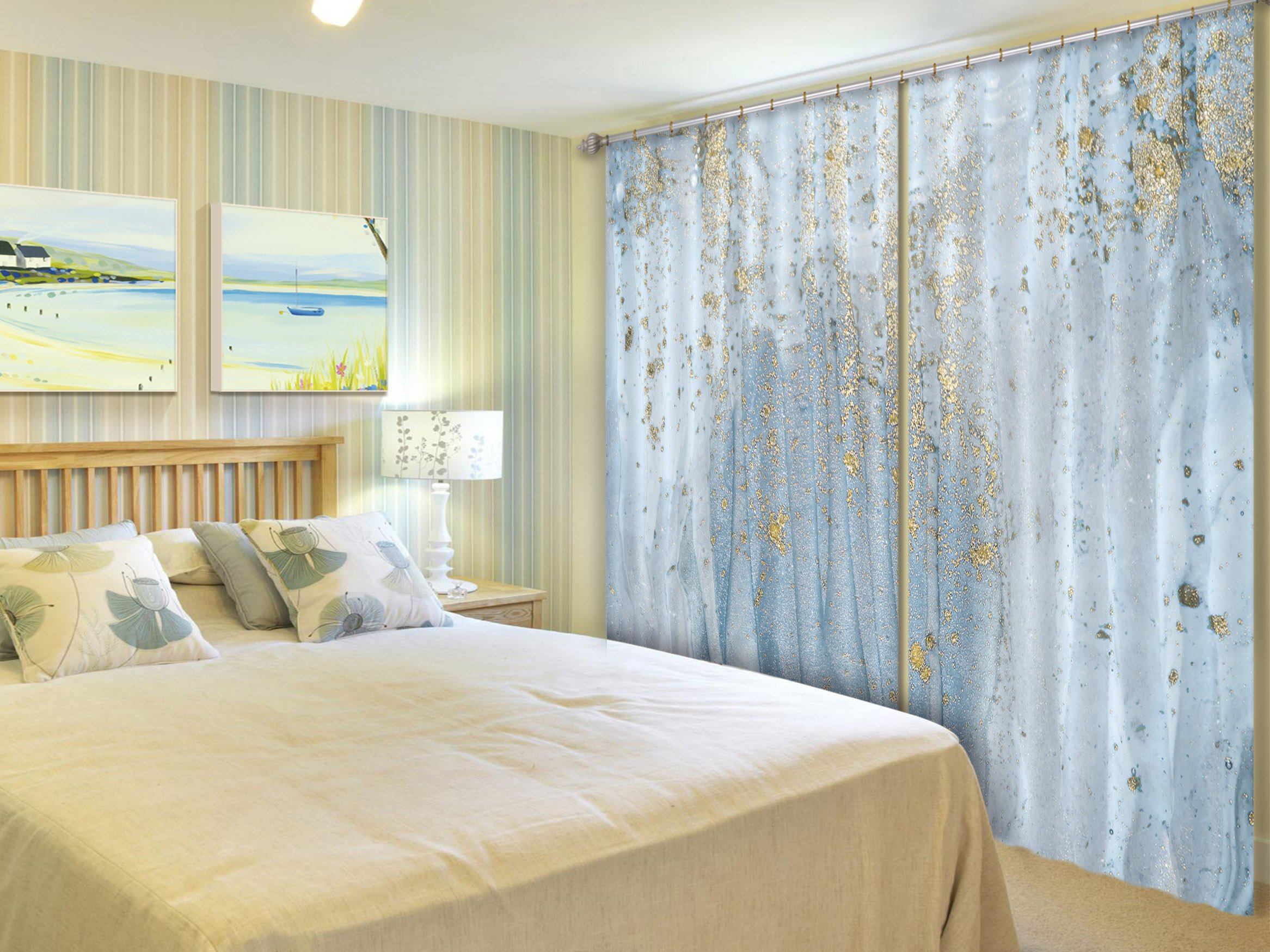 3D Silver Blue Abstract 61 Curtains Drapes Curtains AJ Creativity Home