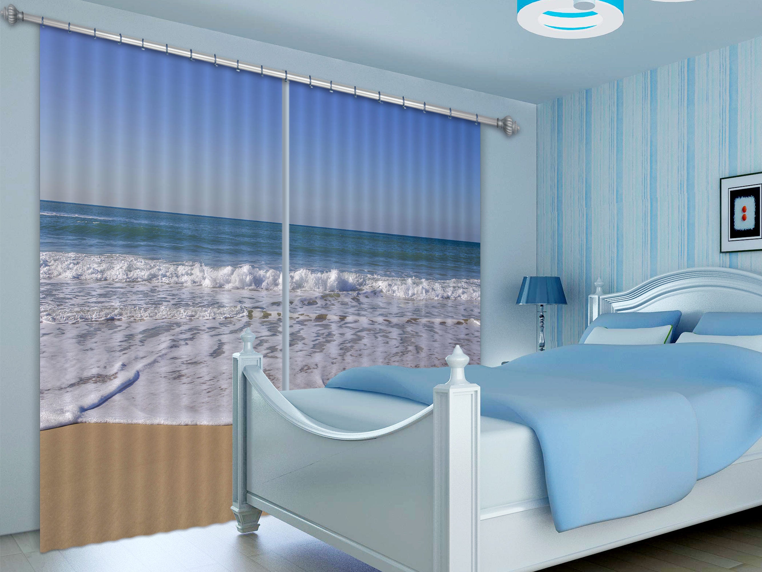 3D Beach Sea 048 Assaf Frank Curtain Curtains Drapes