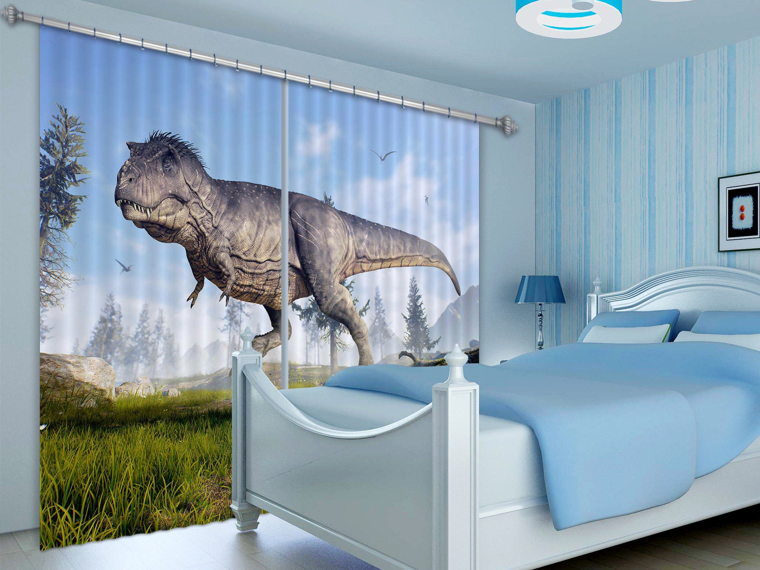3D Chrysanthemum Dinosaur 131 Curtains Drapes Curtains AJ Creativity Home