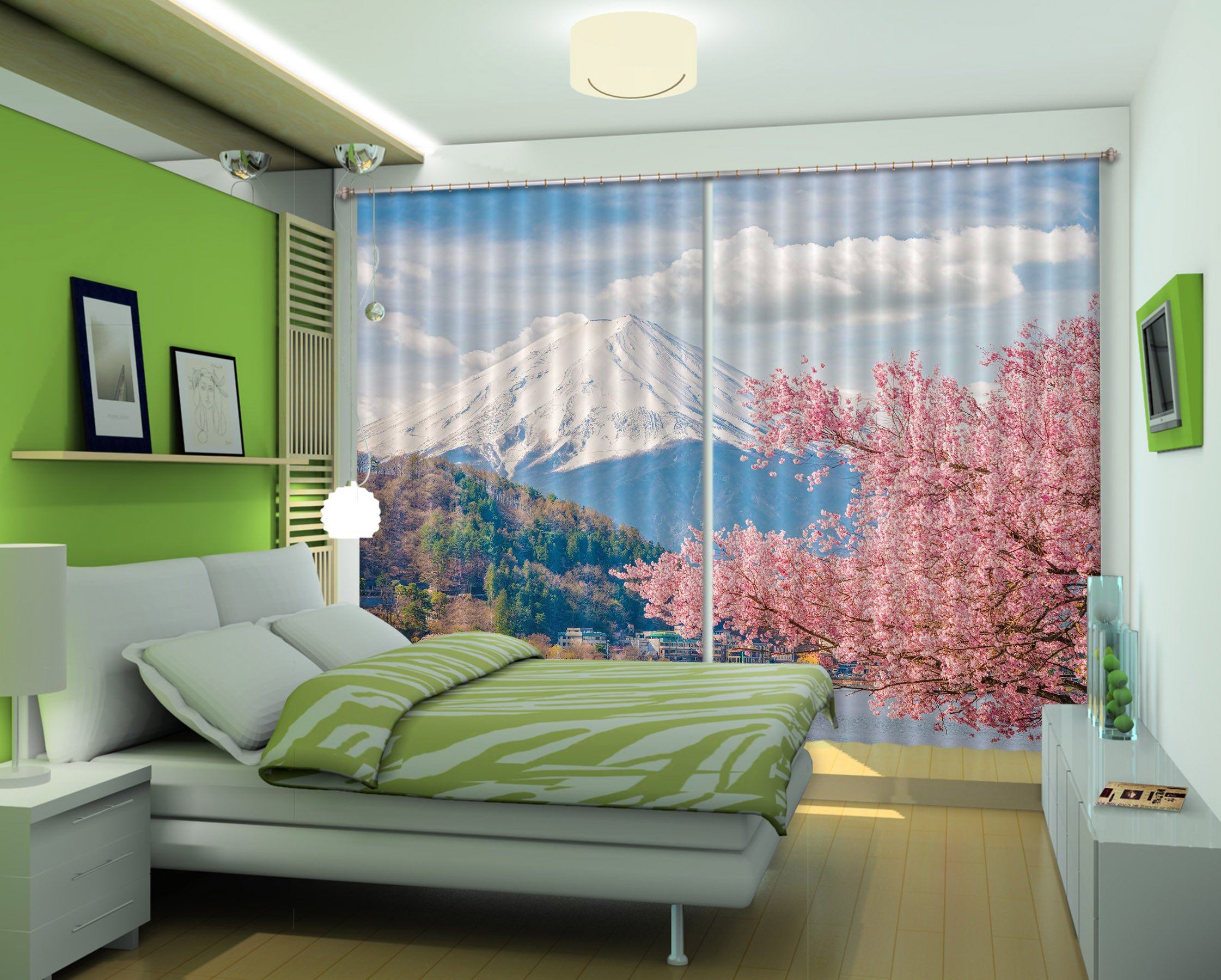 3D Mount Fuji Flowers 531 Curtains Drapes Wallpaper AJ Wallpaper