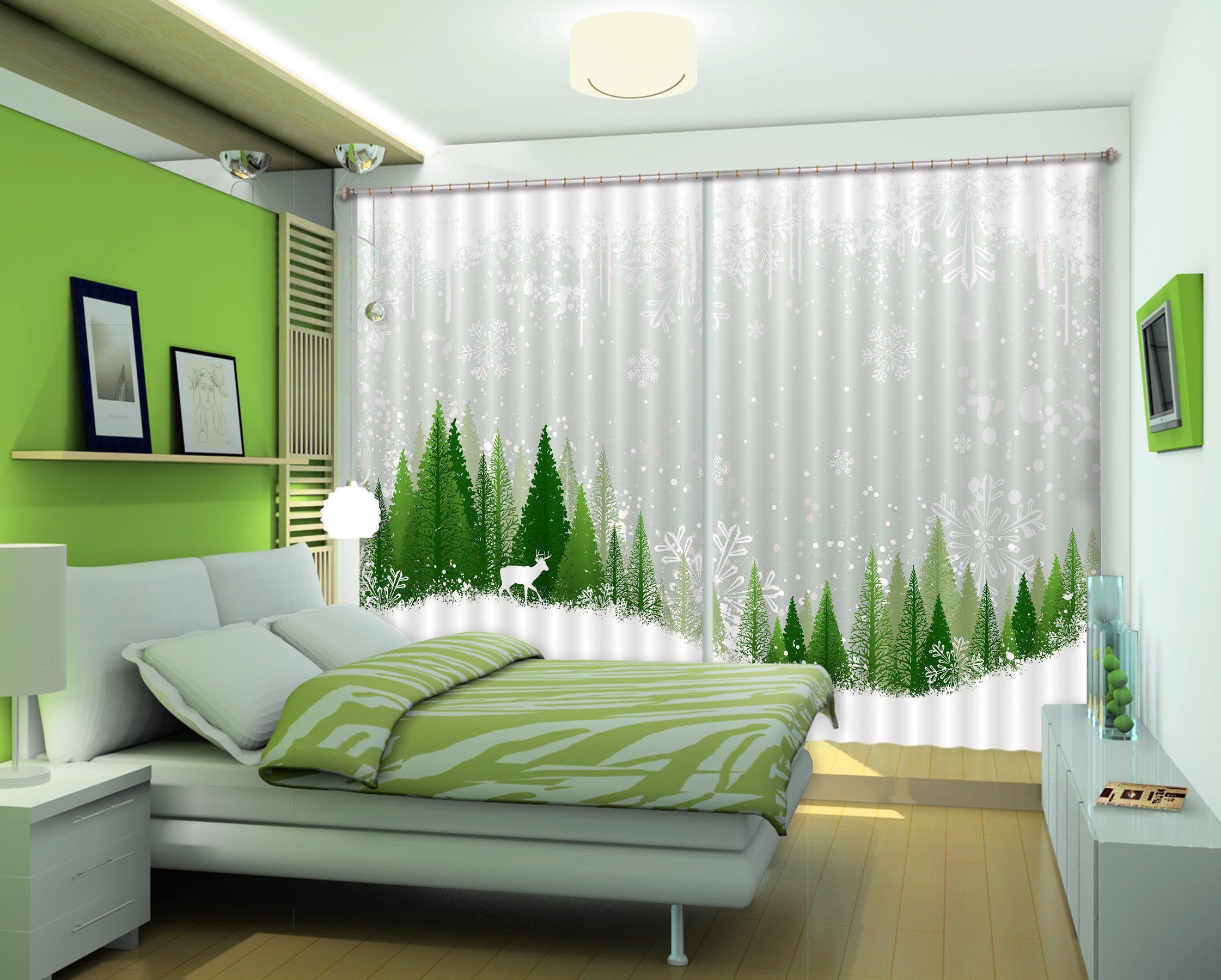 3D Snow Forest Pattern 408 Curtains Drapes Wallpaper AJ Wallpaper