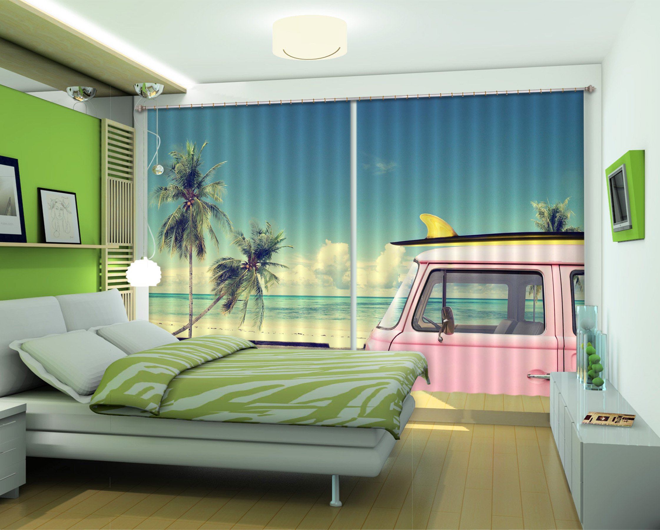 3D Seaside Road Car 467 Curtains Drapes Wallpaper AJ Wallpaper