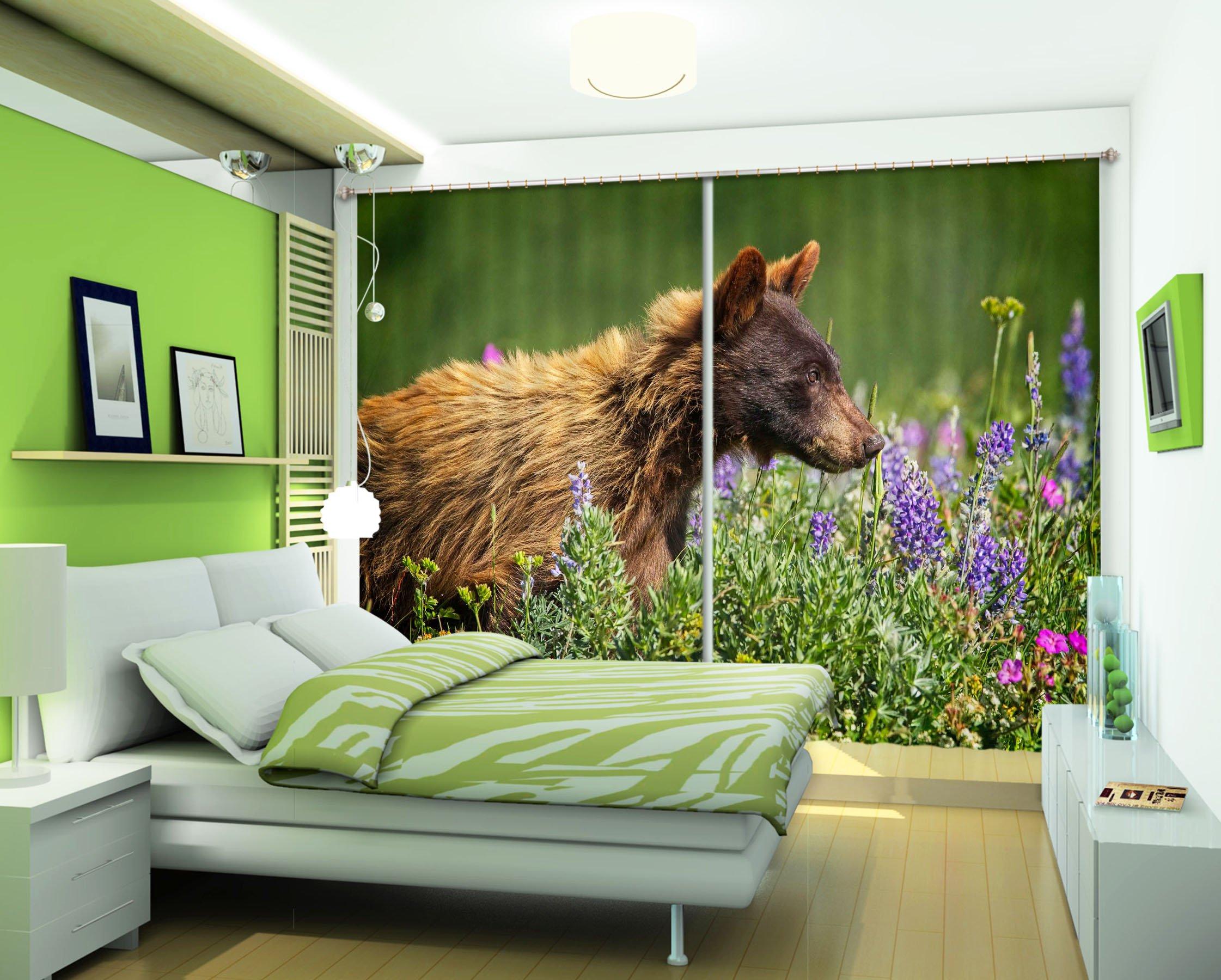 3D Bear Cub 043 Kathy Barefield Curtain Curtains Drapes Curtains AJ Creativity Home