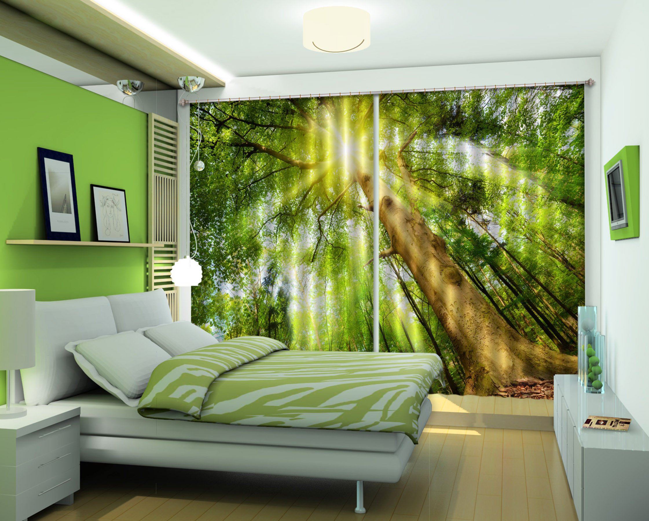 3D Forest Tall Tree Curtains Drapes Wallpaper AJ Wallpaper 