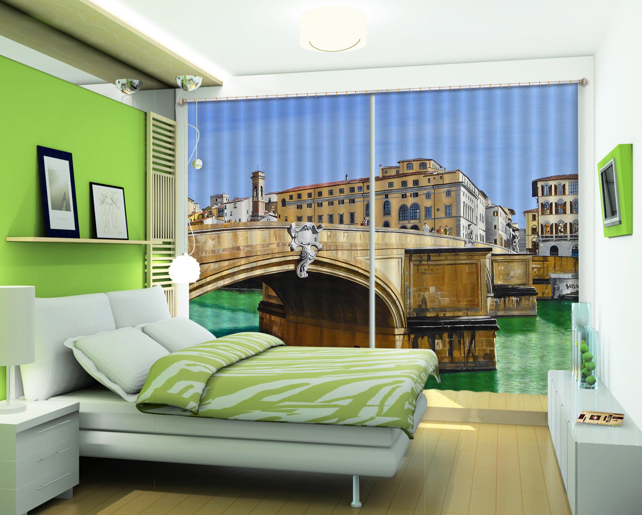 3D Bridge 11025 Matthew Holden Bates Curtain Curtains Drapes