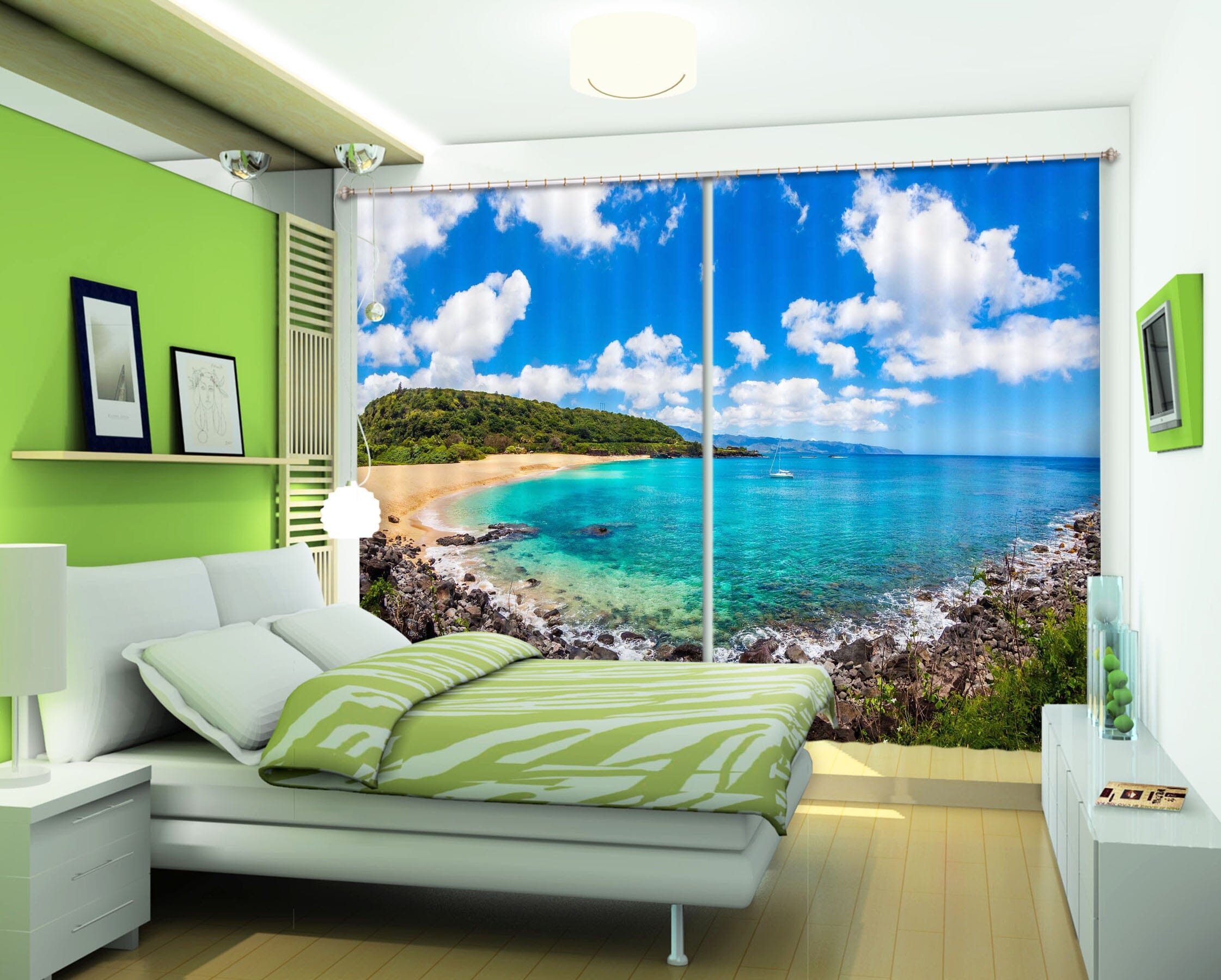 3D Blue Lake 812 Curtains Drapes Wallpaper AJ Wallpaper