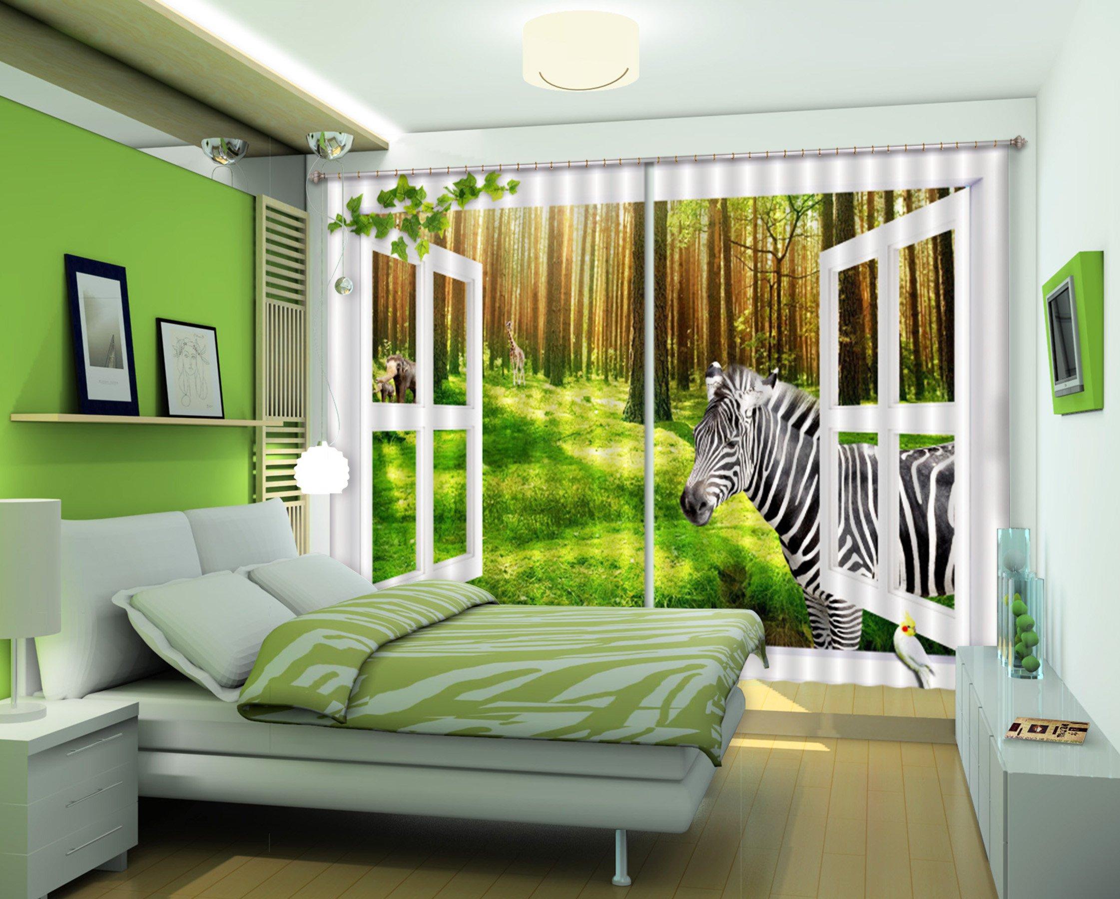 3D Window Forest Animals 33 Curtains Drapes Wallpaper AJ Wallpaper