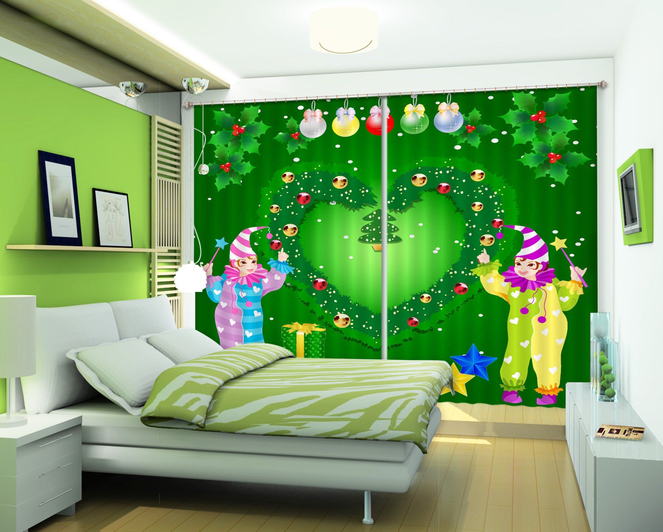 3D Clown Gift Box 42 Curtains Drapes Curtains AJ Creativity Home