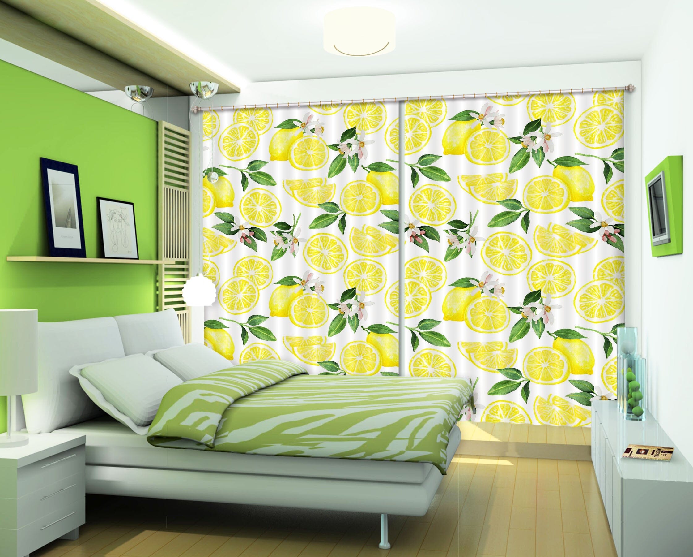3D Lemon Blossom 217 Uta Naumann Curtain Curtains Drapes Curtains AJ Creativity Home