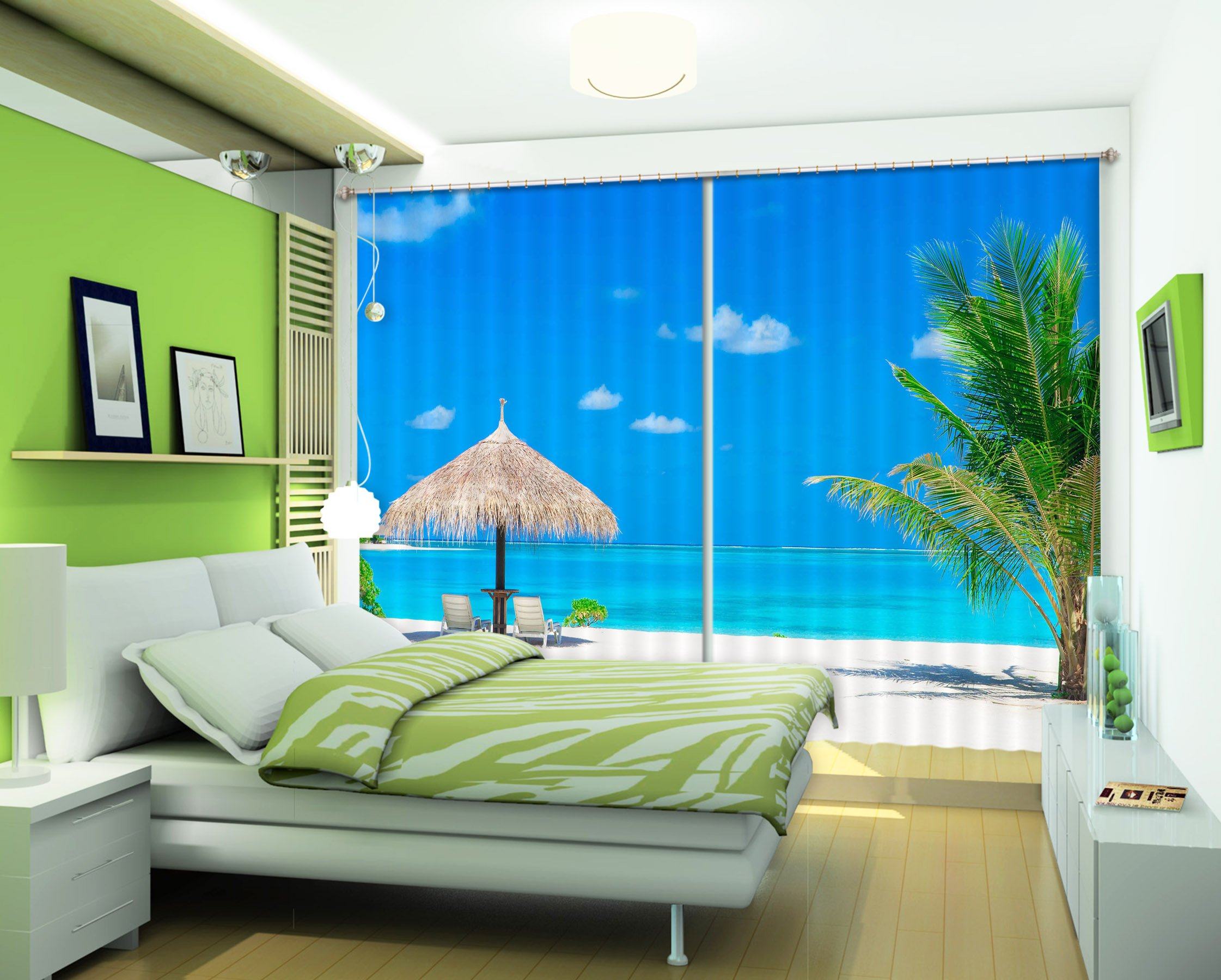 3D Beach Shack 819 Curtains Drapes Wallpaper AJ Wallpaper