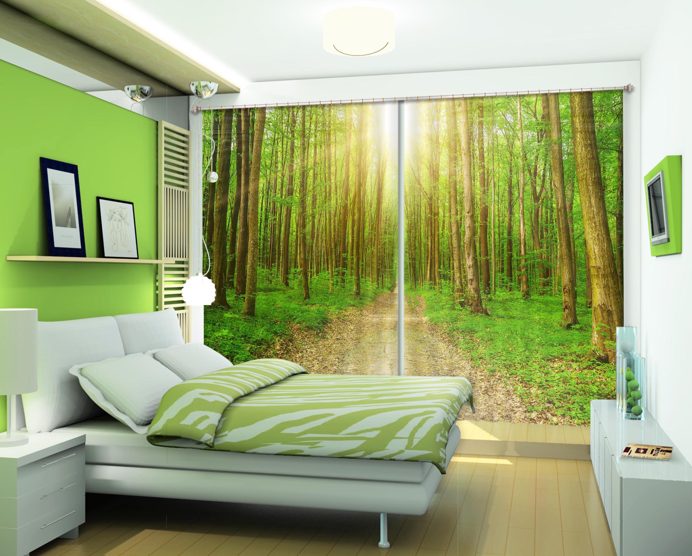 3D Sunny Forest 815 Curtains Drapes Wallpaper AJ Wallpaper