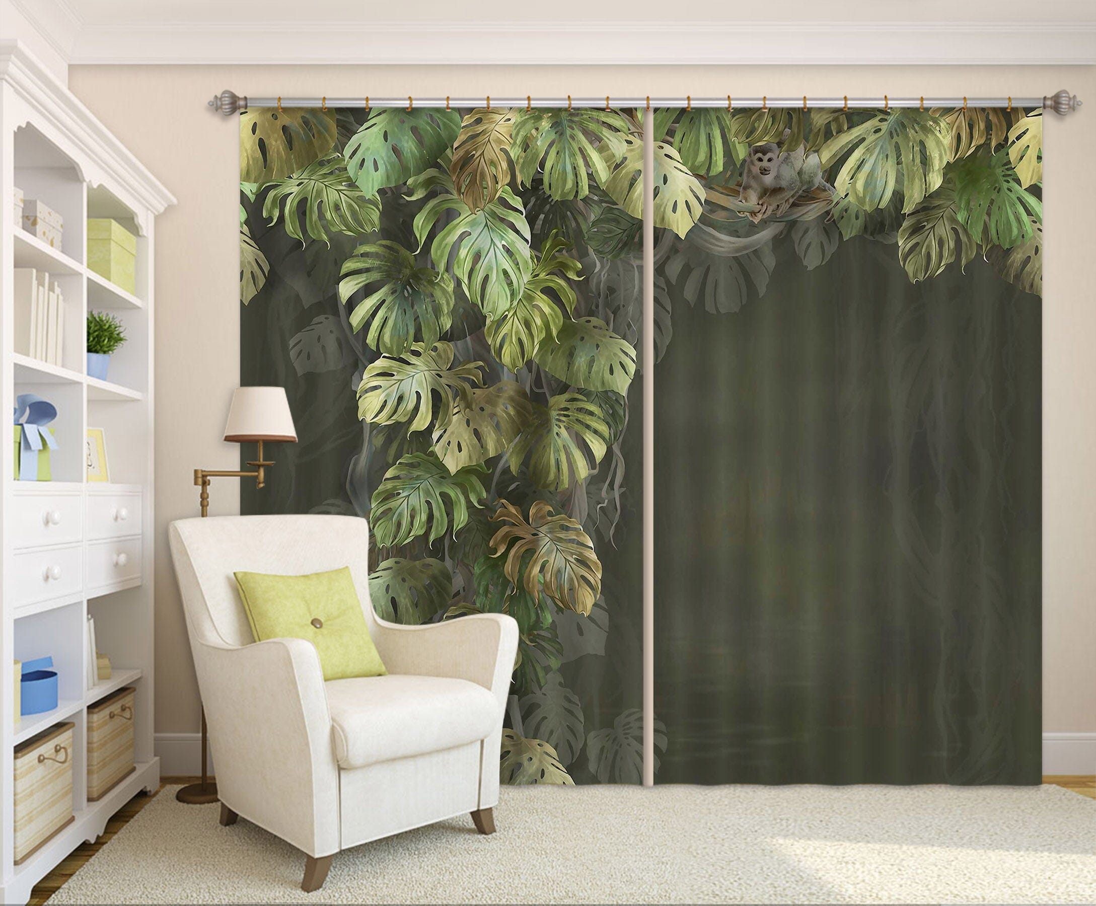 3D Night Leaves 753 Curtains Drapes Wallpaper AJ Wallpaper