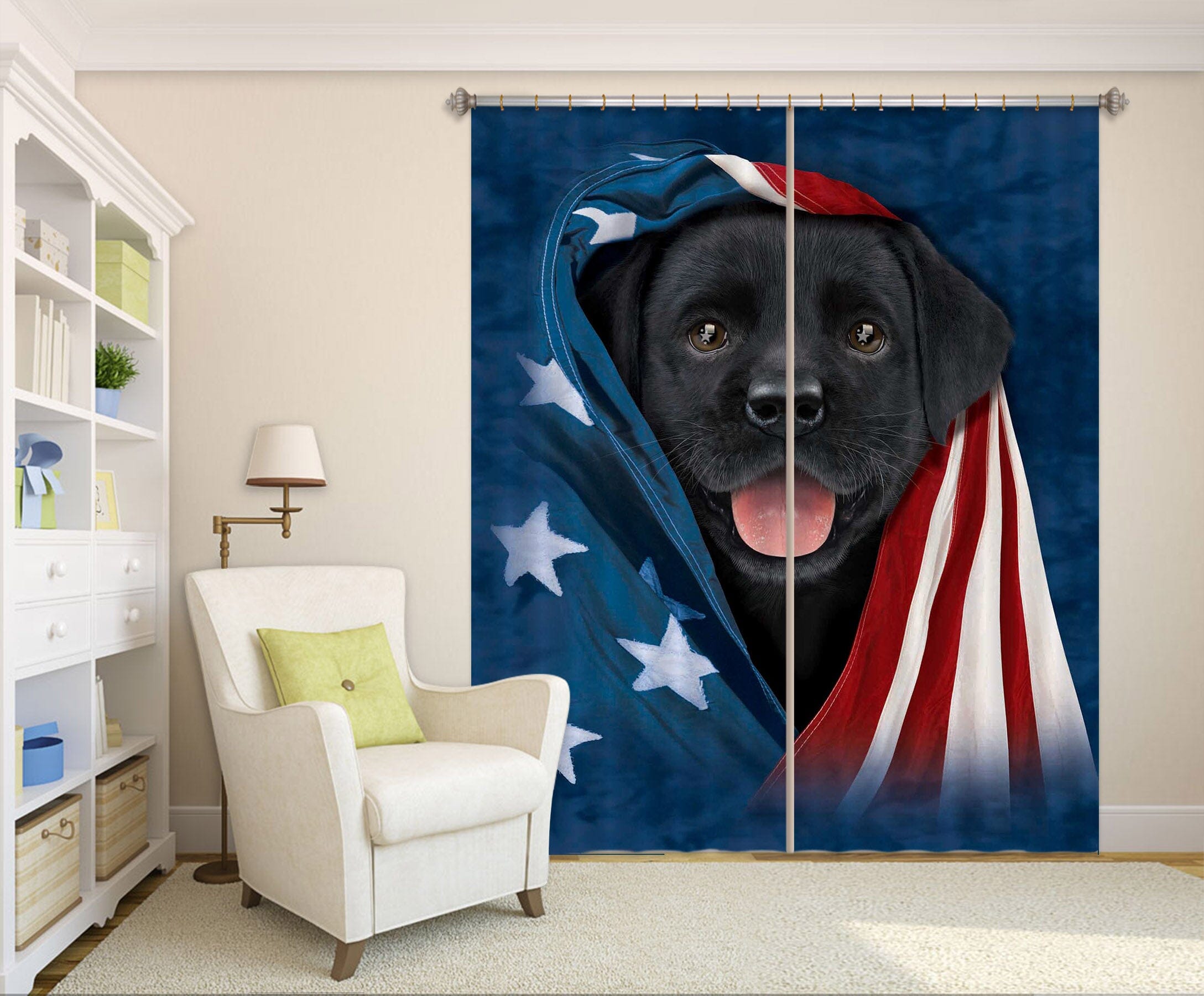 3D Cute Dog 002 Vincent Hie Curtain Curtains Drapes Curtains AJ Creativity Home