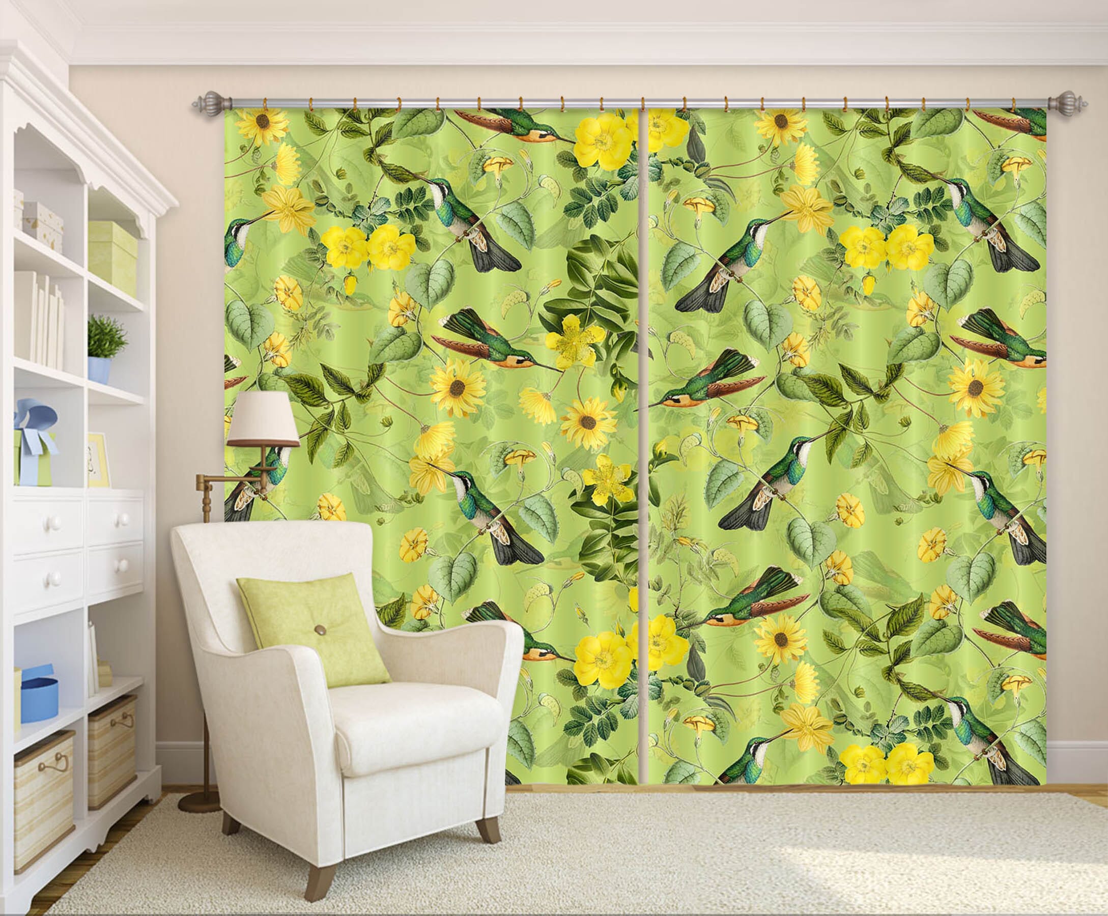 3D Golden Flowers 145 Uta Naumann Curtain Curtains Drapes Curtains AJ Creativity Home