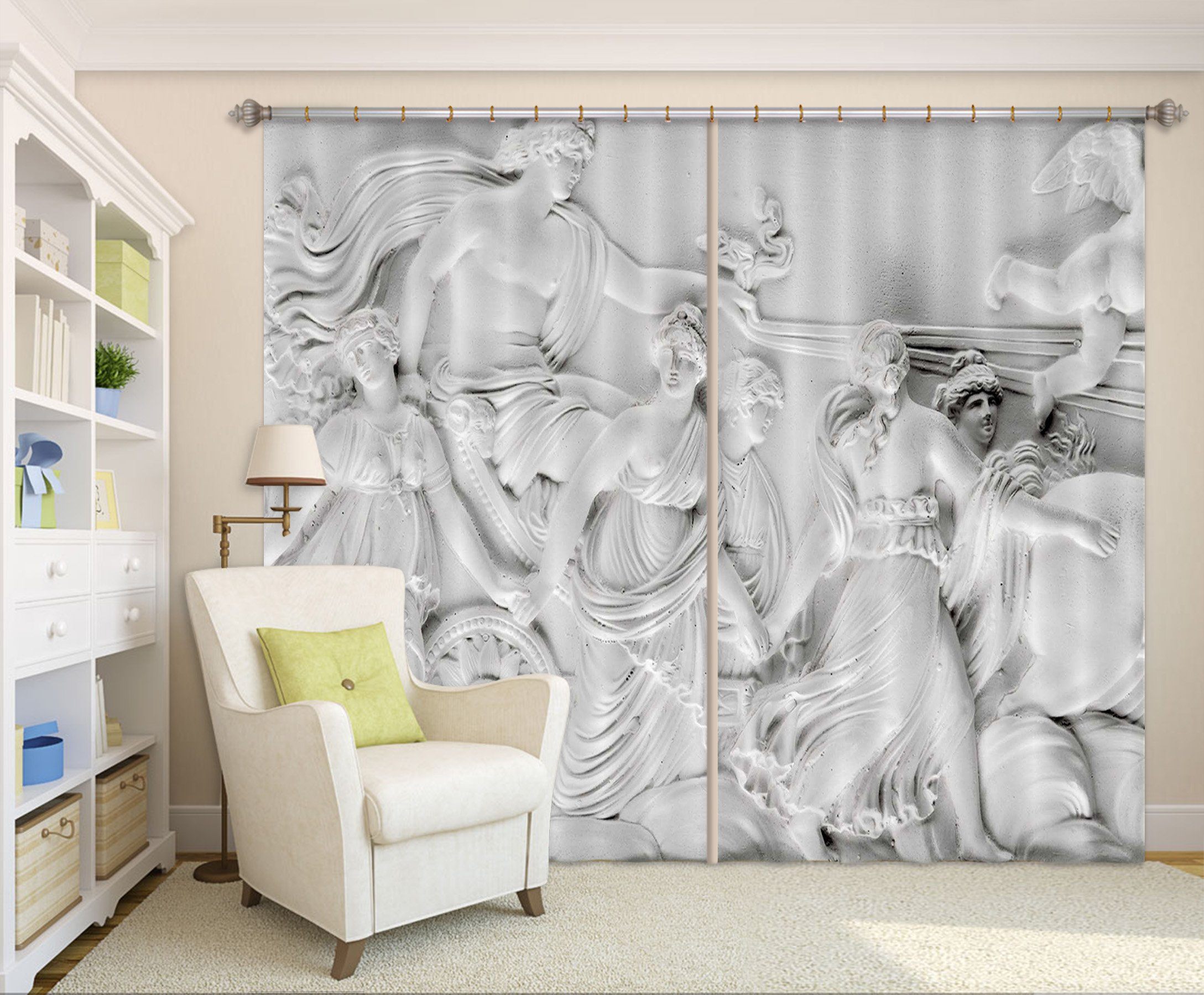 3D Carving Flower Man 025 Curtains Drapes Curtains AJ Creativity Home