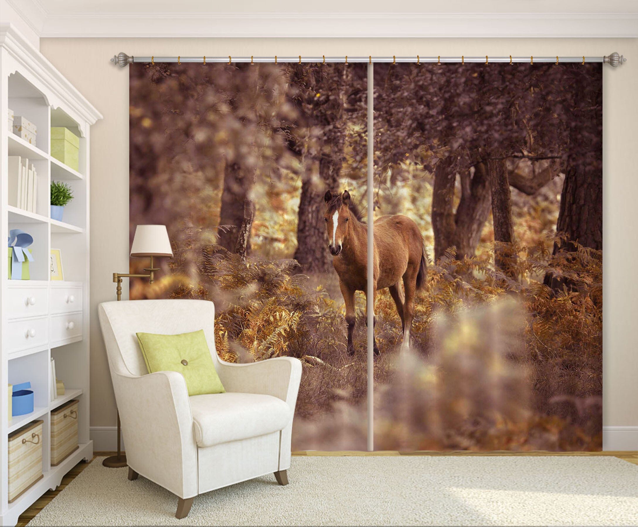 3D Forest Horse 206 Assaf Frank Curtain Curtains Drapes Curtains AJ Creativity Home