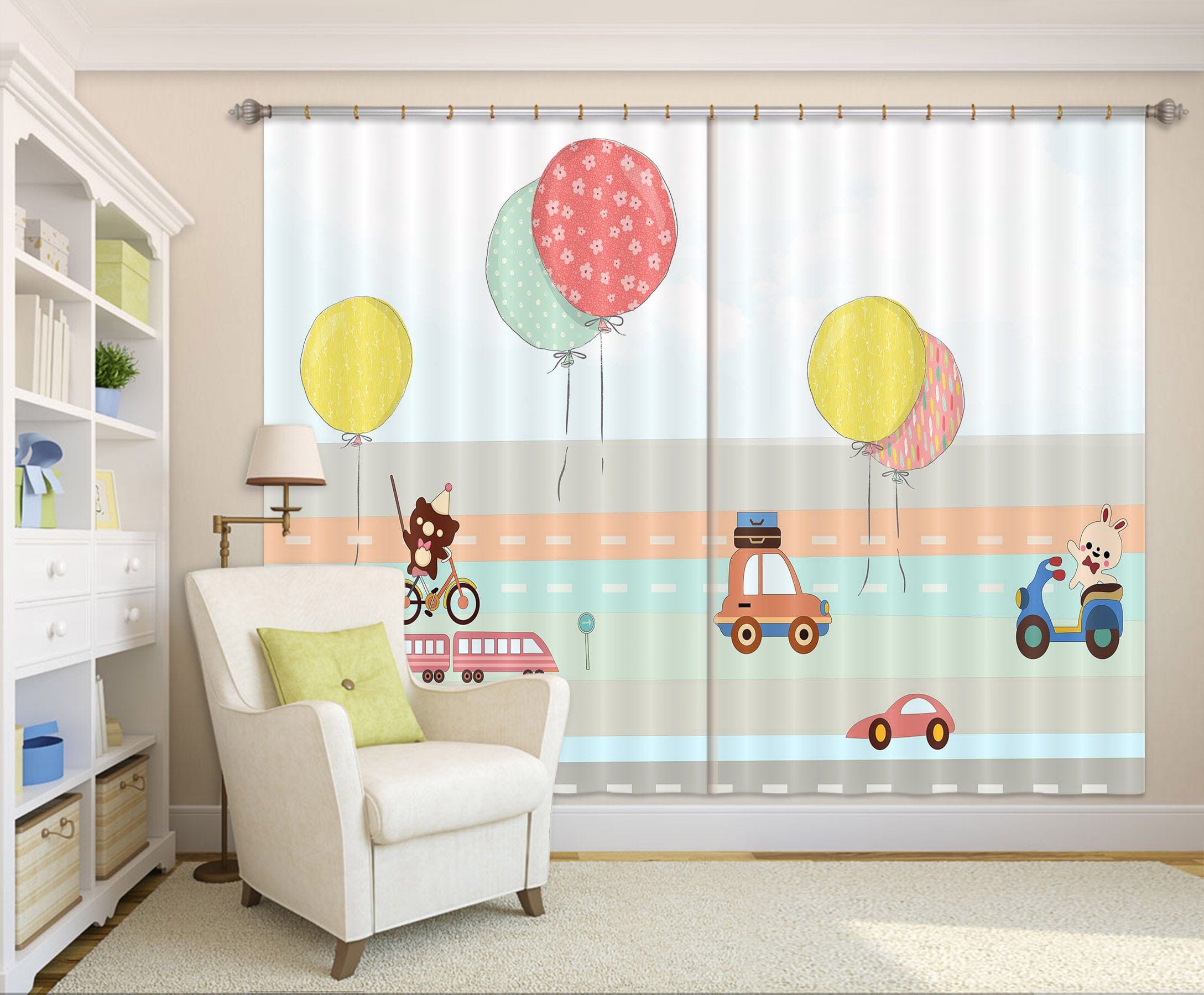 3D Colorful Balloons 742 Curtains Drapes Wallpaper AJ Wallpaper 