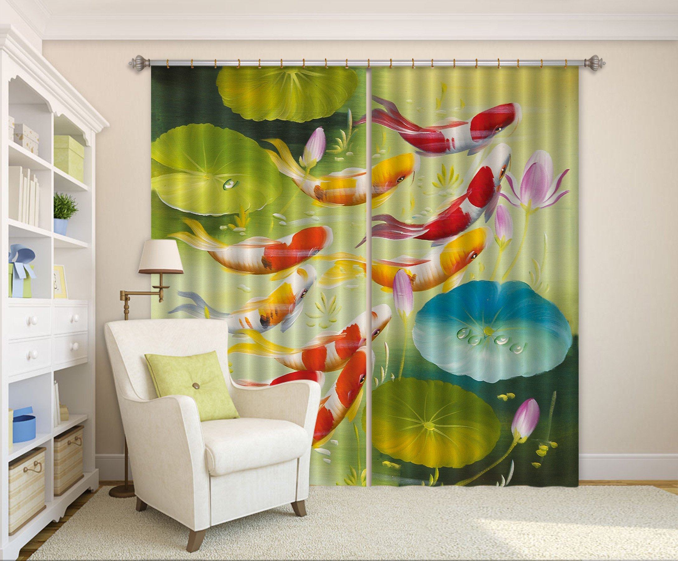 3D Fishes Painting 144 Curtains Drapes Wallpaper AJ Wallpaper