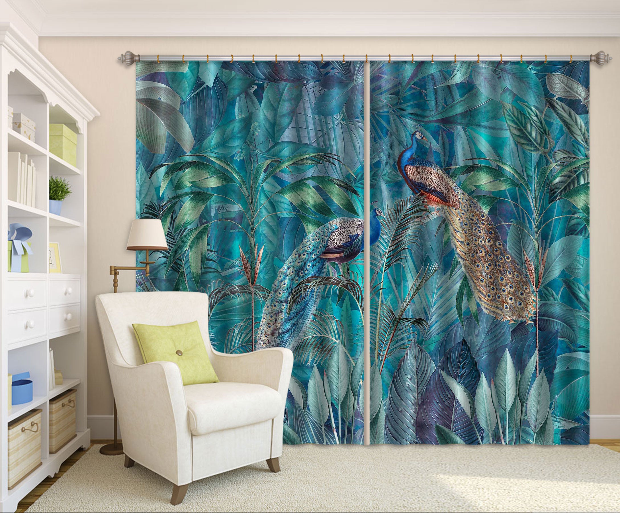 3D Peacock Plant 016 Andrea haase Curtain Curtains Drapes