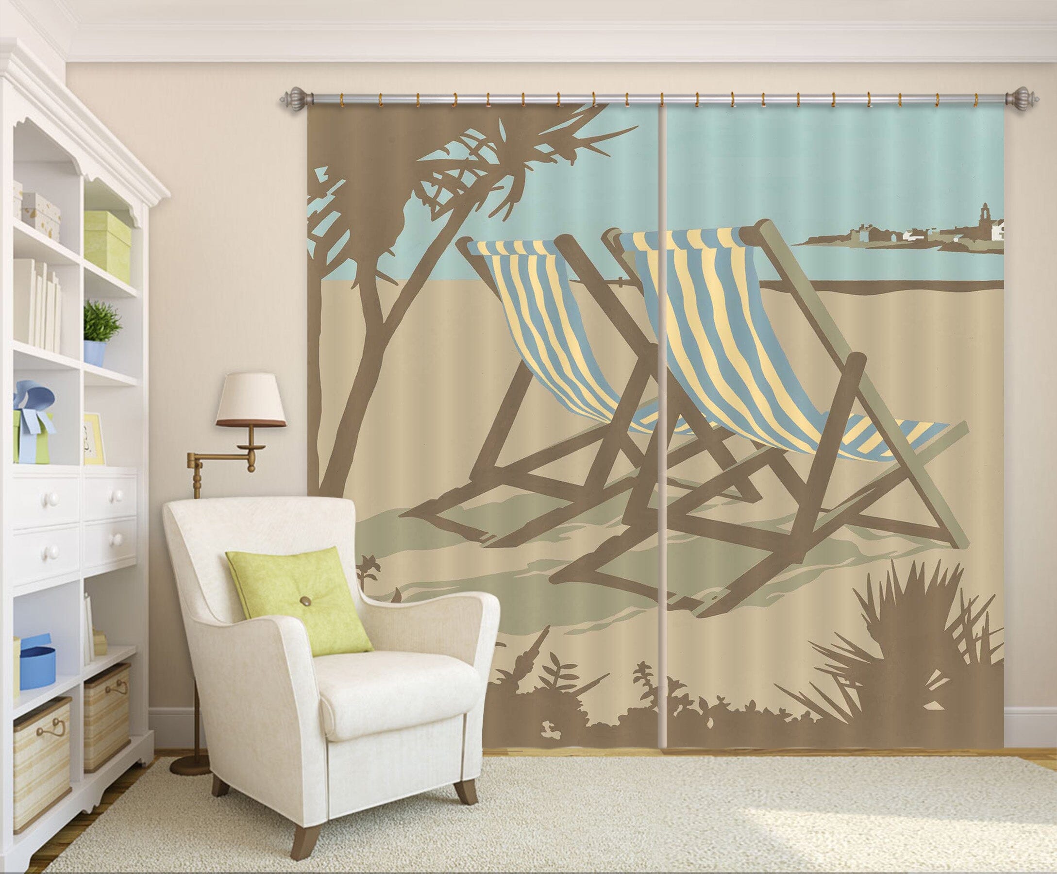 3D Swanage Deckchairs 161 Steve Read Curtain Curtains Drapes Curtains AJ Creativity Home