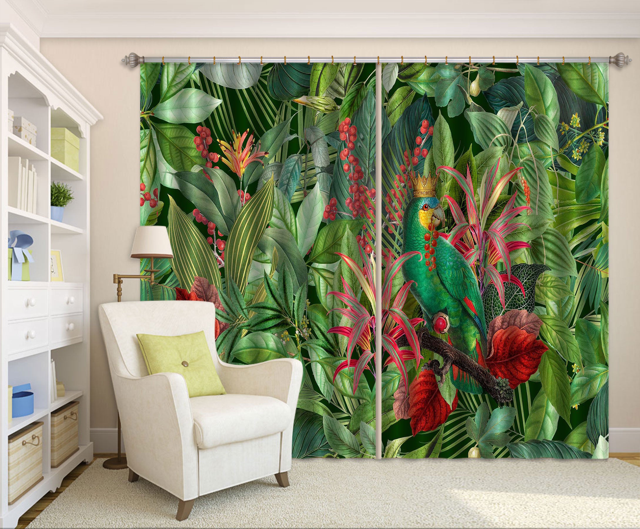 3D Parrot Crown 002 Andrea haase Curtain Curtains Drapes