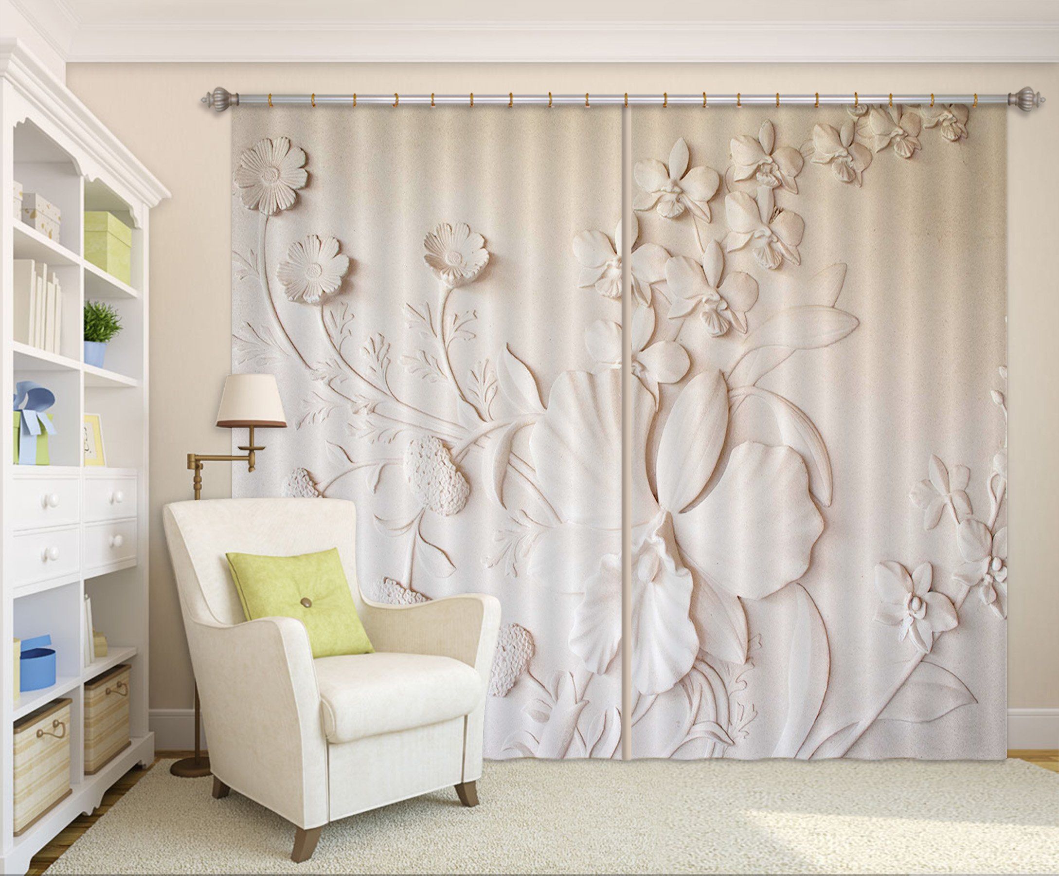 3D Blooming Llily 067 Curtains Drapes Curtains AJ Creativity Home