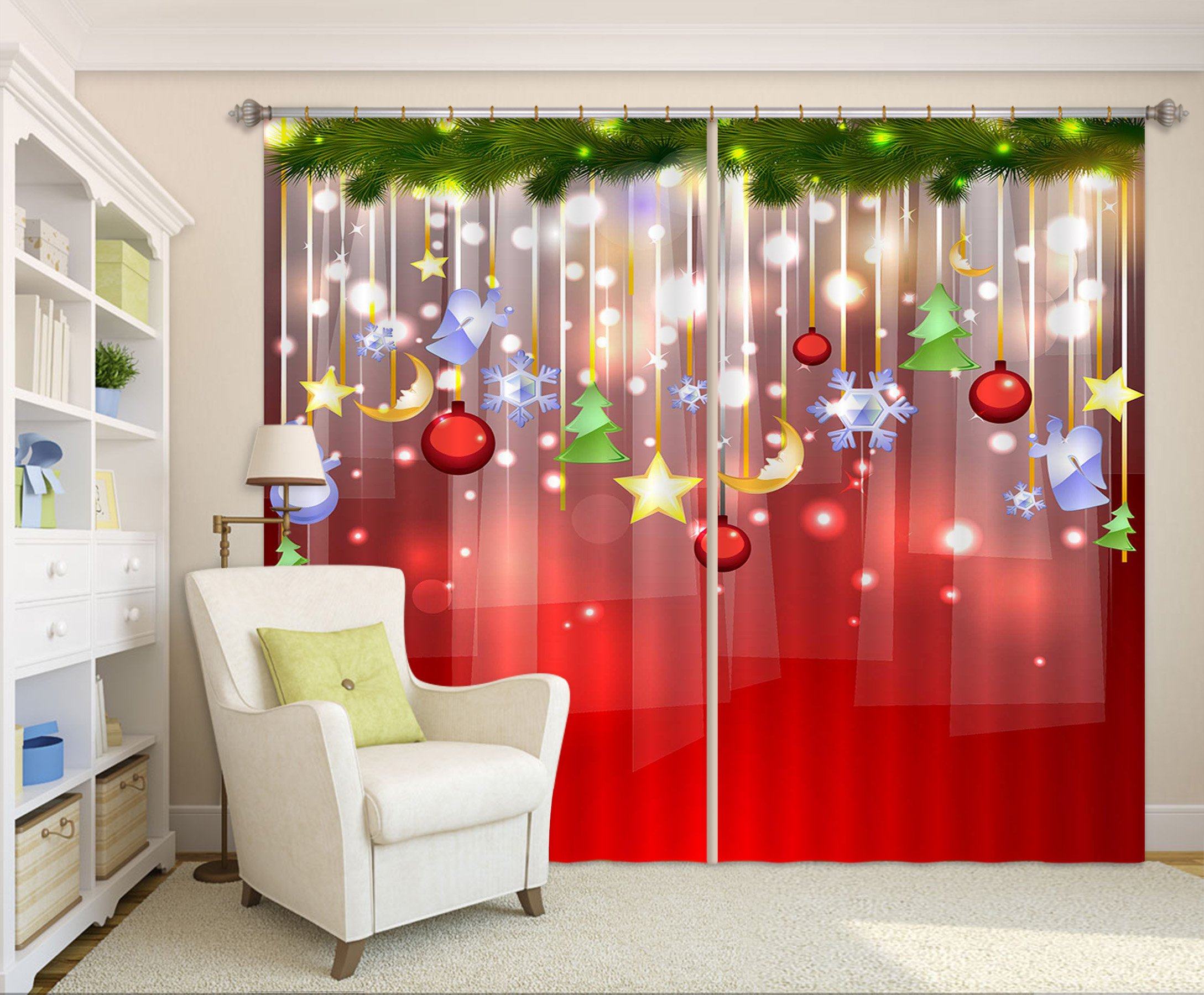 3D Shiny Ball Ornaments 45 Curtains Drapes Curtains AJ Creativity Home