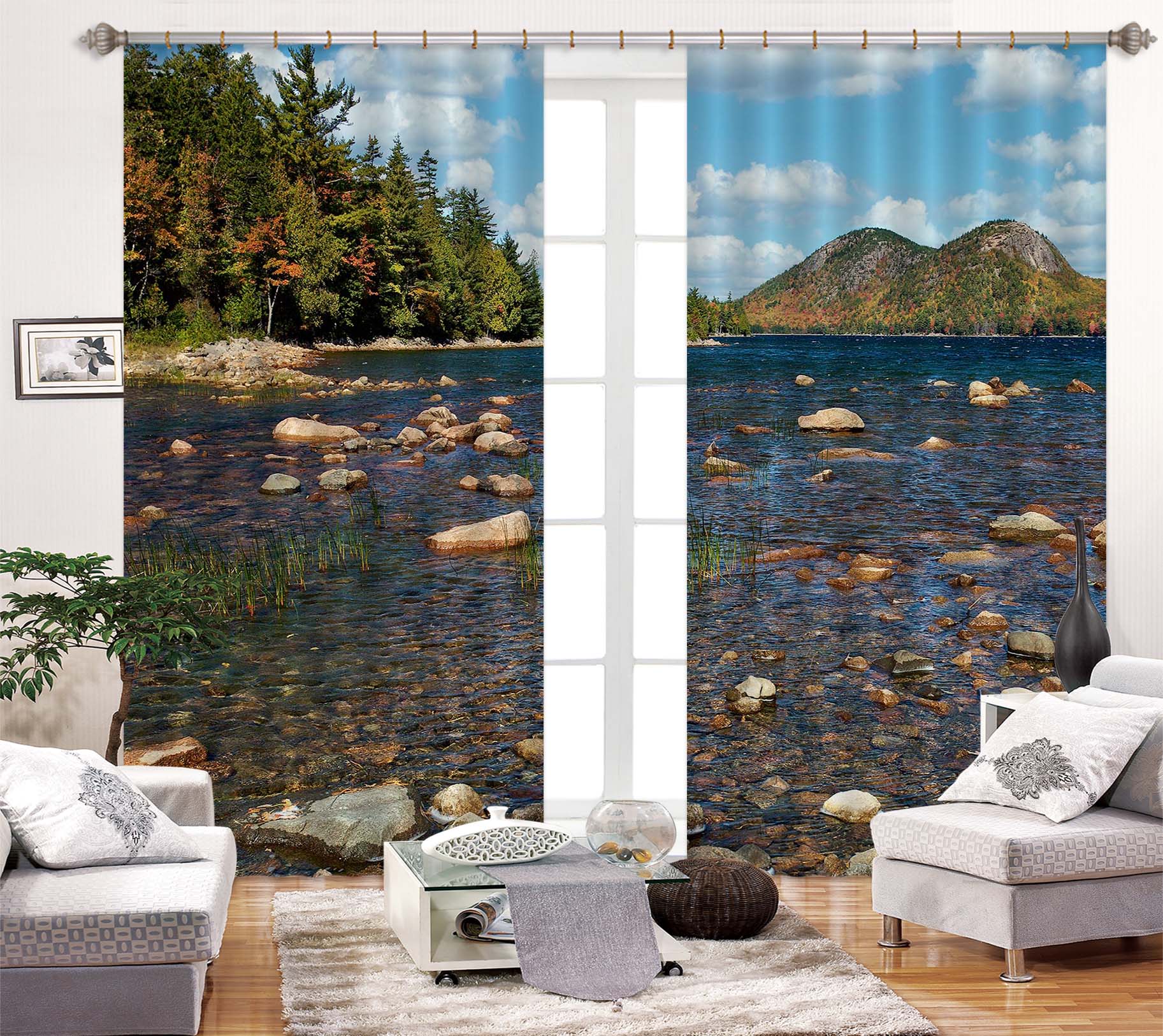 3D Stone Creek Water 61223 Kathy Barefield Curtain Curtains Drapes