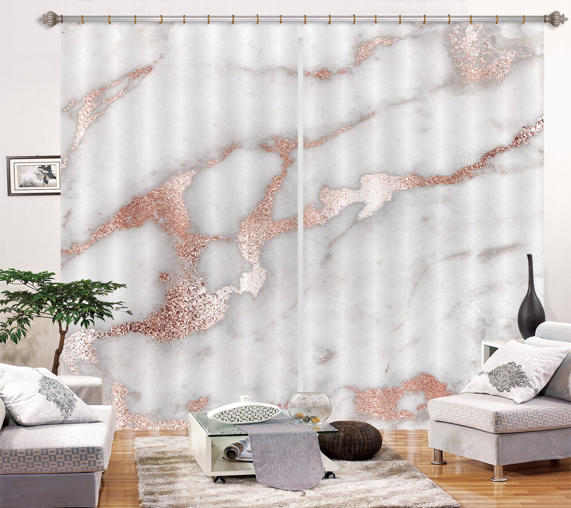 3D Pink Line 194 Uta Naumann Curtain Curtains Drapes