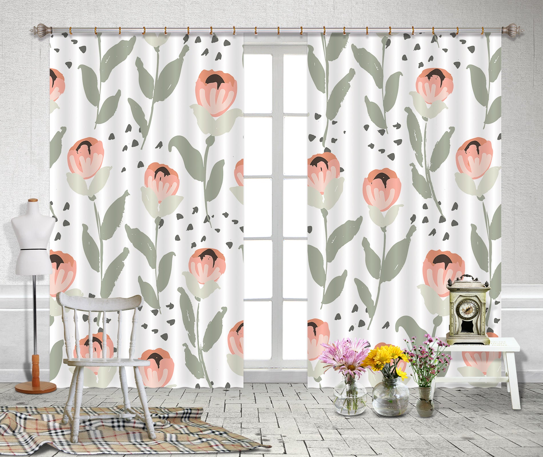 3D Flower Pattern 111107 Kashmira Jayaprakash Curtain Curtains Drapes