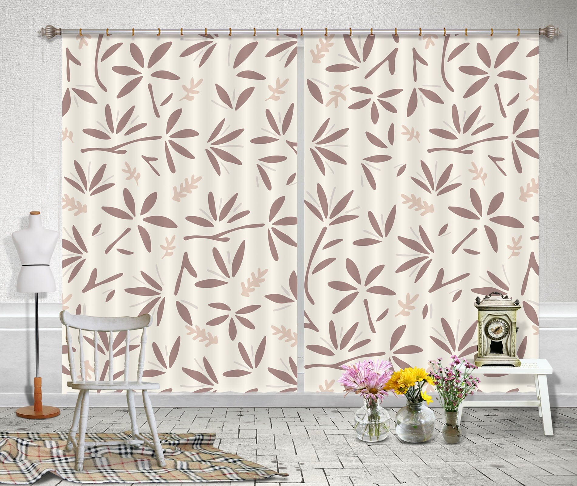 3D Green Plant 047 Jillian Helvey Curtain Curtains Drapes Curtains AJ Creativity Home