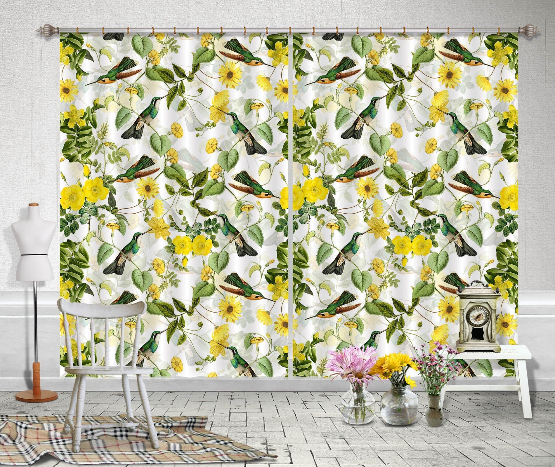 3D Yellow Flowers 173 Uta Naumann Curtain Curtains Drapes Curtains AJ Creativity Home