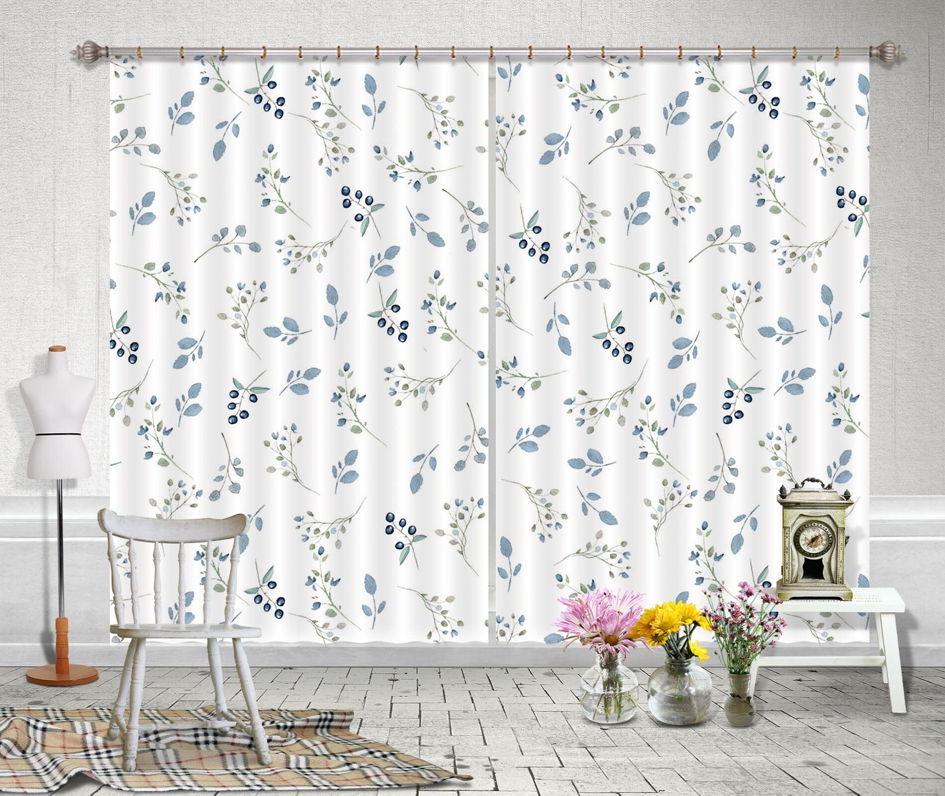 3D Blueberry Pattern 106 Uta Naumann Curtain Curtains Drapes Curtains AJ Creativity Home