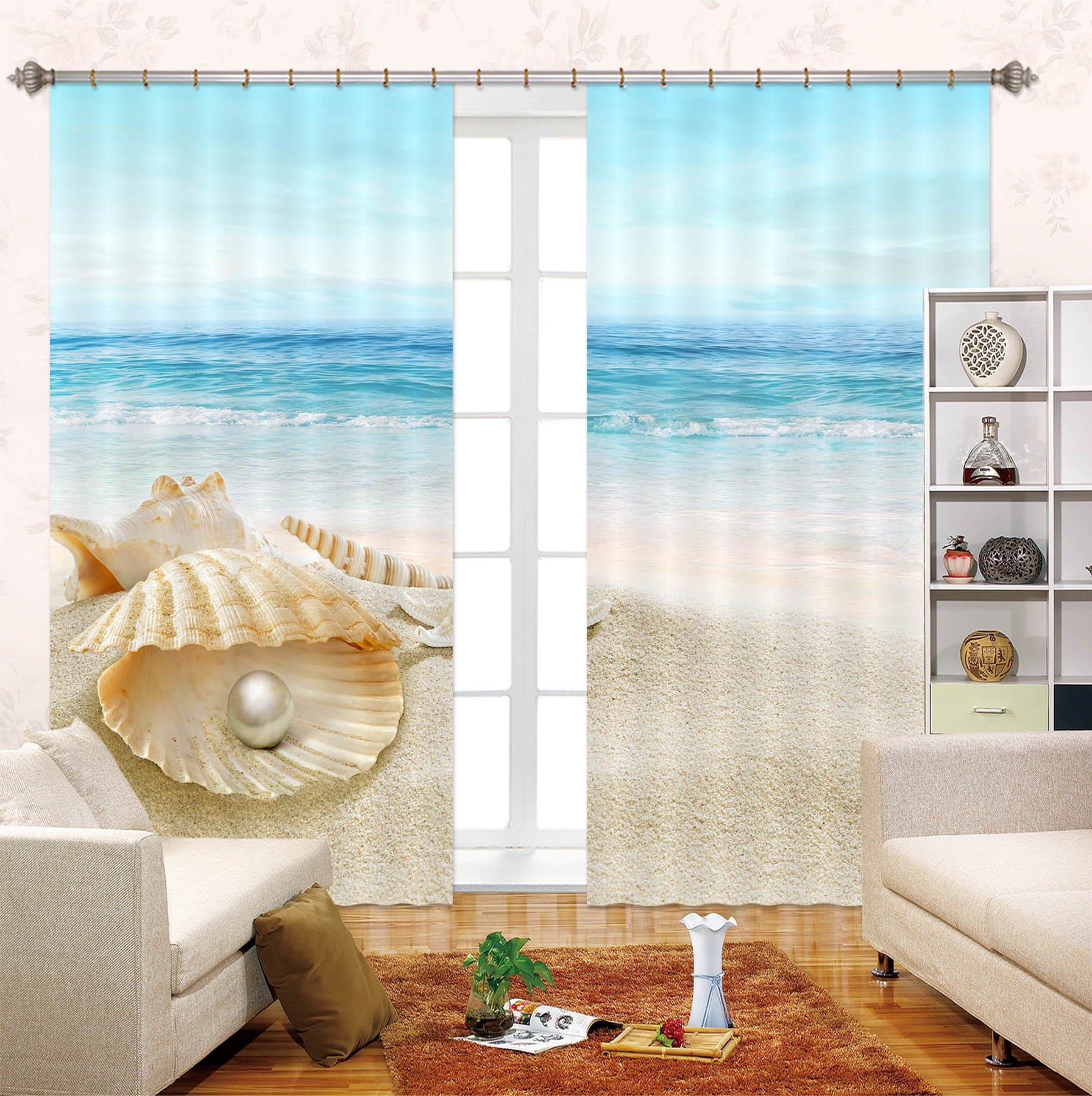 3D Beach Shells 810 Curtains Drapes Wallpaper AJ Wallpaper