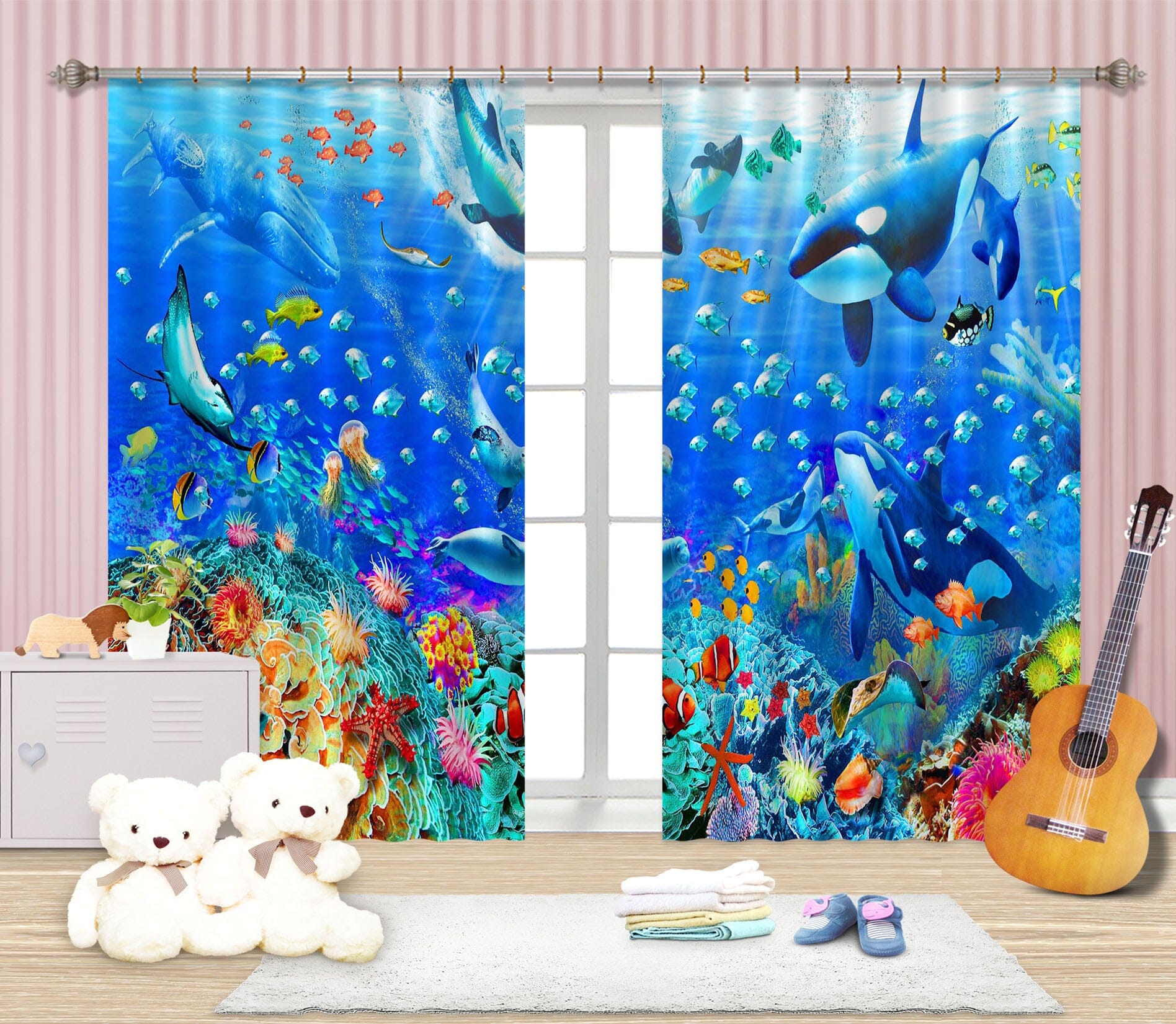 3D Underwater Panorama 050 Adrian Chesterman Curtain Curtains Drapes Curtains AJ Creativity Home