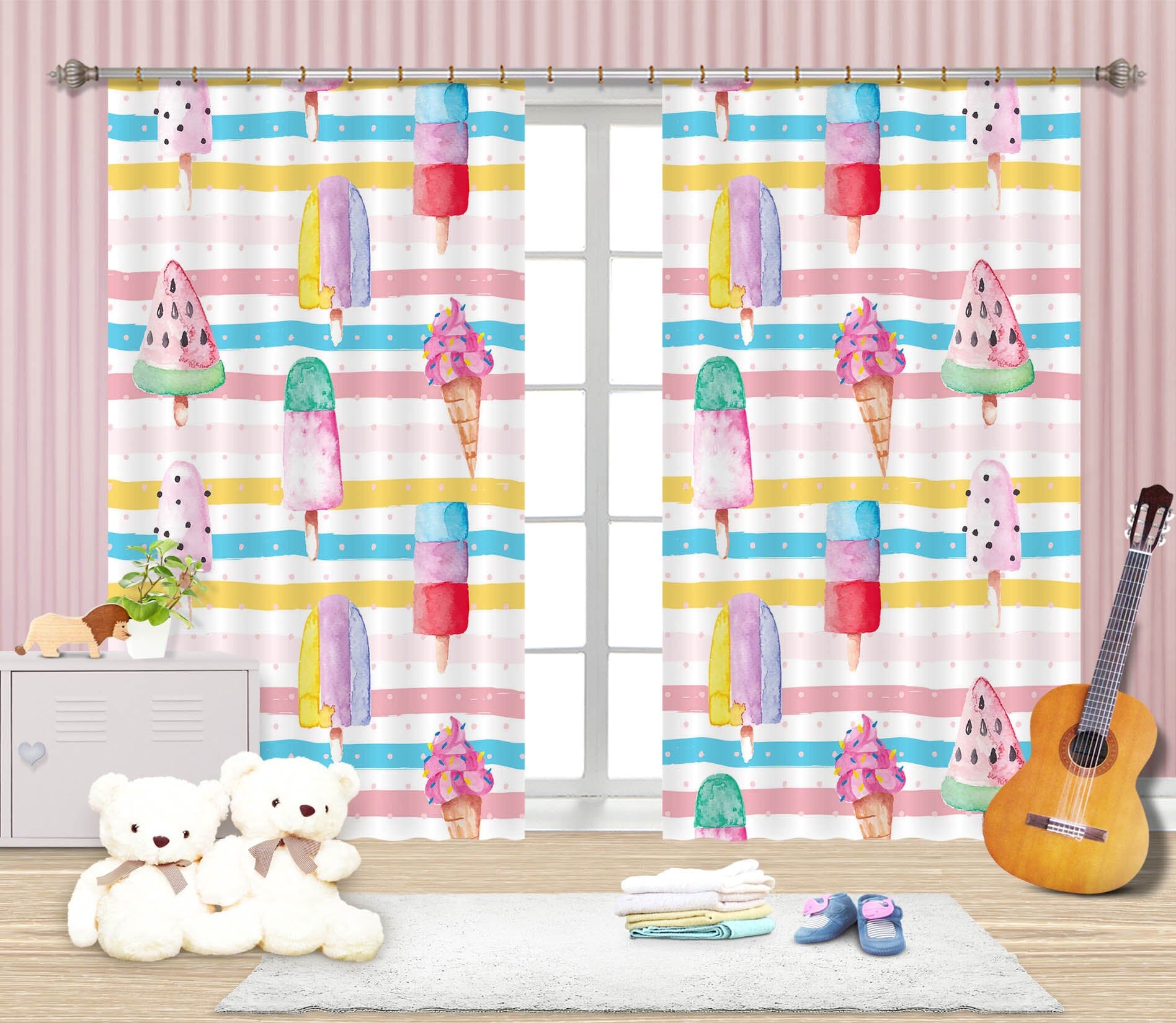 3D Color Ice Cream 240 Uta Naumann Curtain Curtains Drapes Curtains AJ Creativity Home