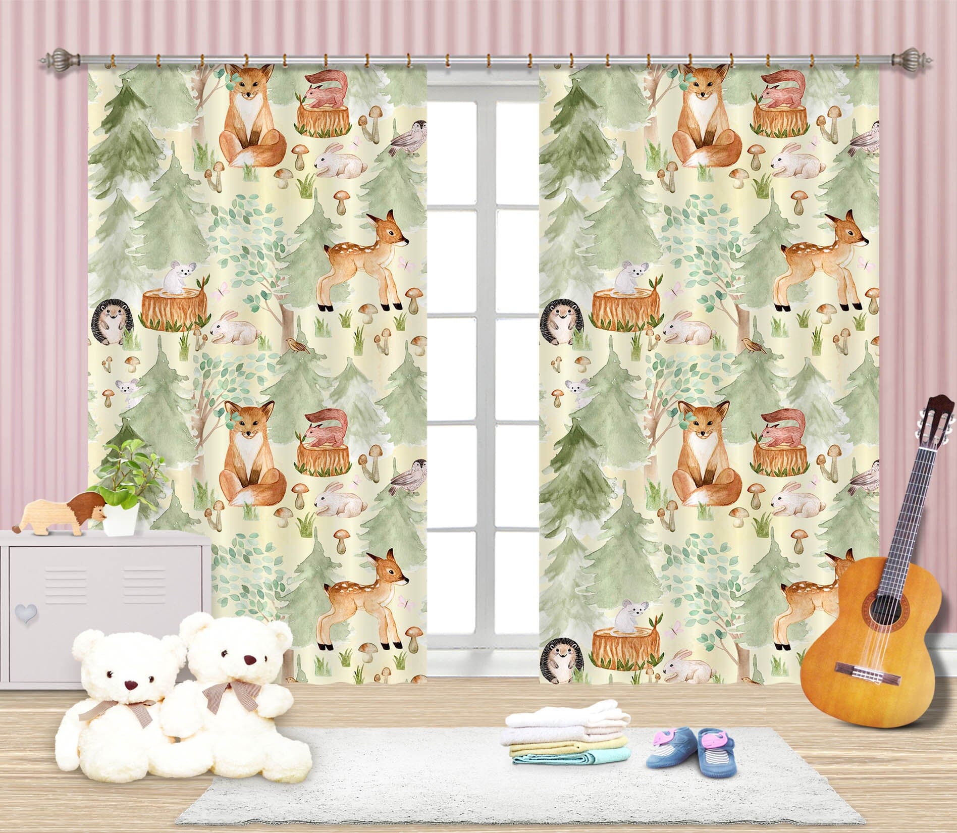 3D Mushroom Hedgehog 151 Uta Naumann Curtain Curtains Drapes Curtains AJ Creativity Home