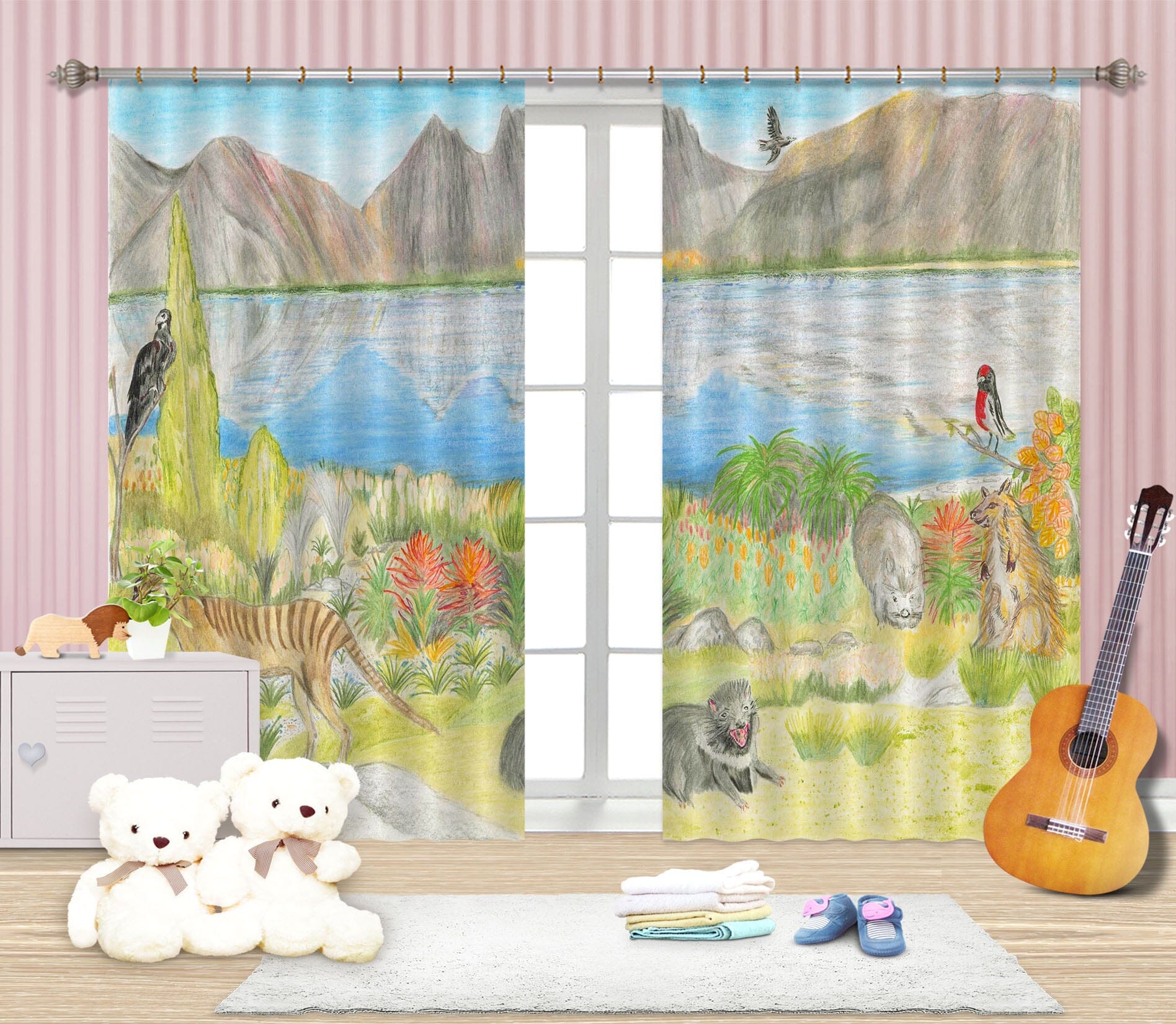 3D Valley Lake 046 Michael Sewell Curtain Curtains Drapes Curtains AJ Creativity Home